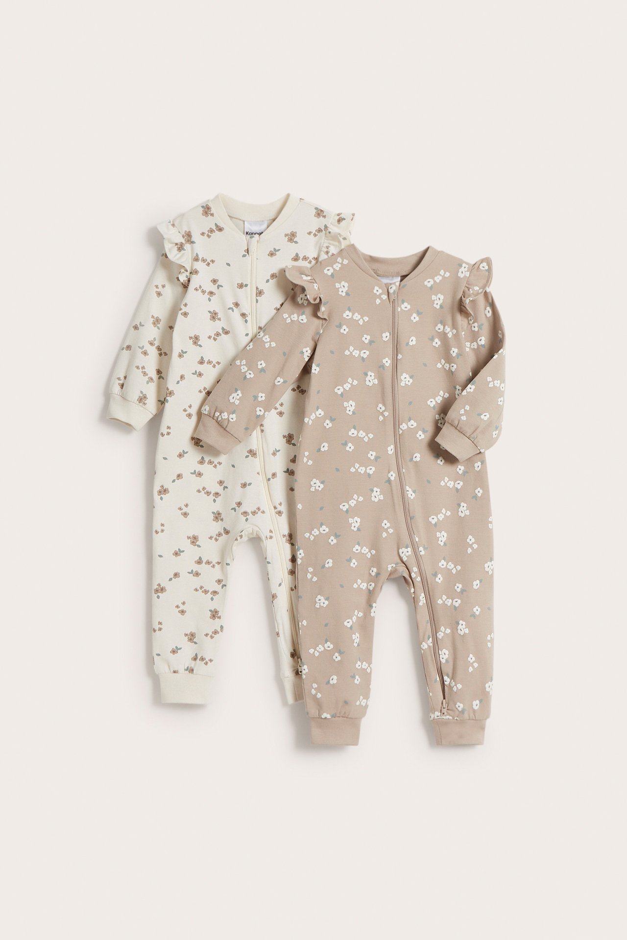 Kukkakuvioiset pikkulasten pyjamat, 2 kpl:n pakkaus - Beige - 2