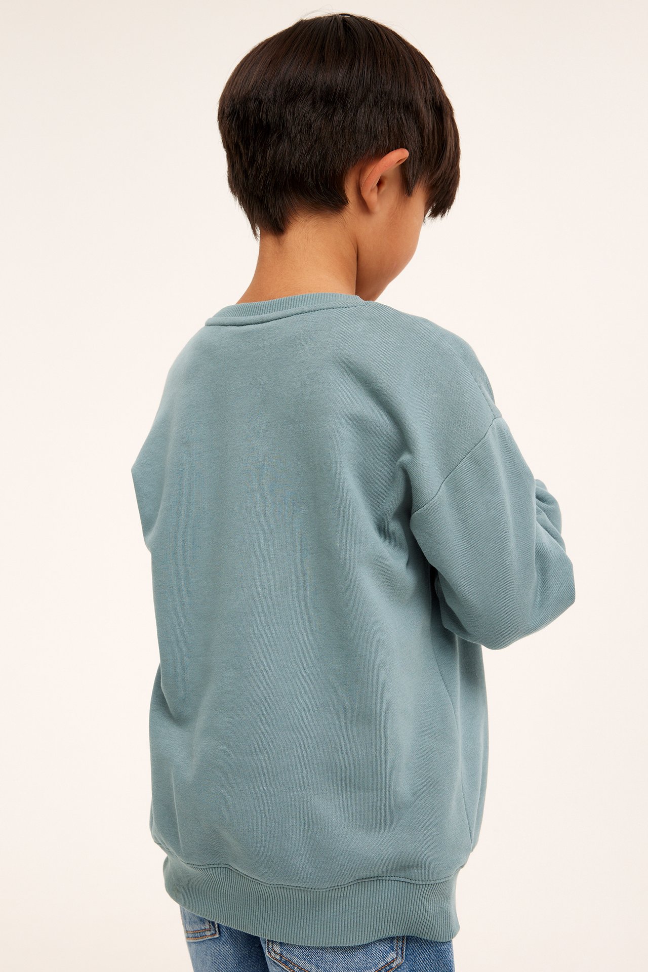 Sweatshirt med präglat texttryck - Mörkturkos - 4