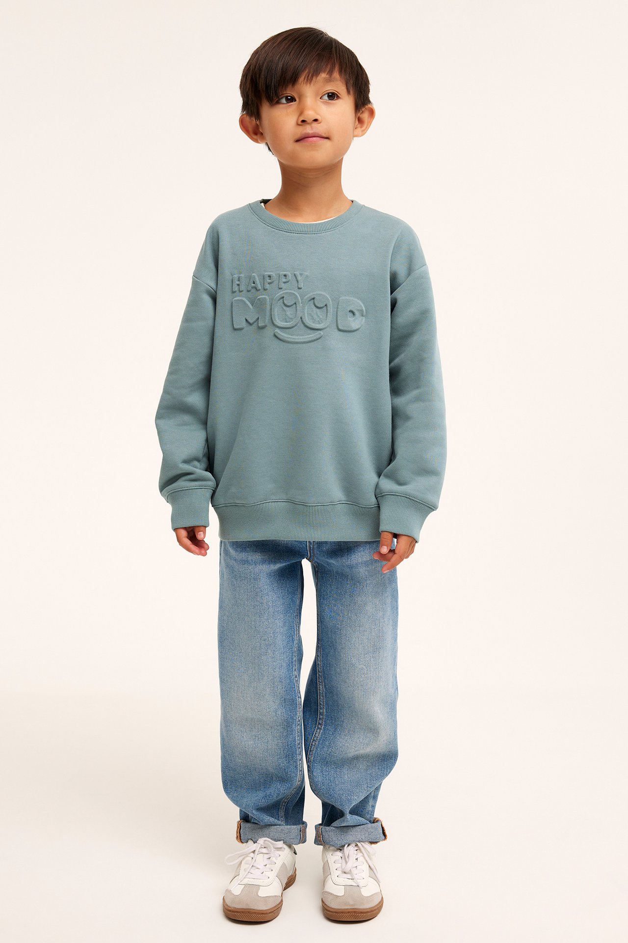 Sweatshirt med präglat texttryck - Mörkturkos - 2