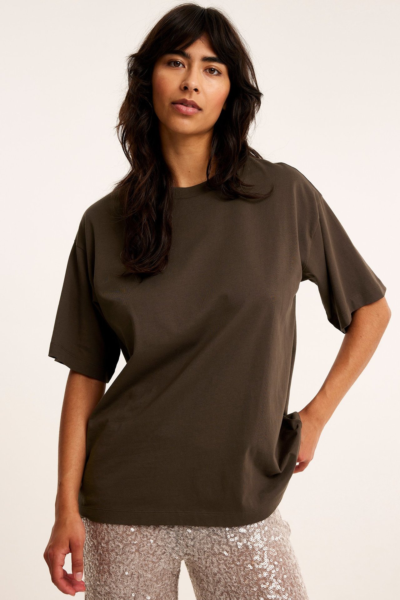 Oversized T-shirt - Mörkbrun - 180cm / Storlek: S - 2