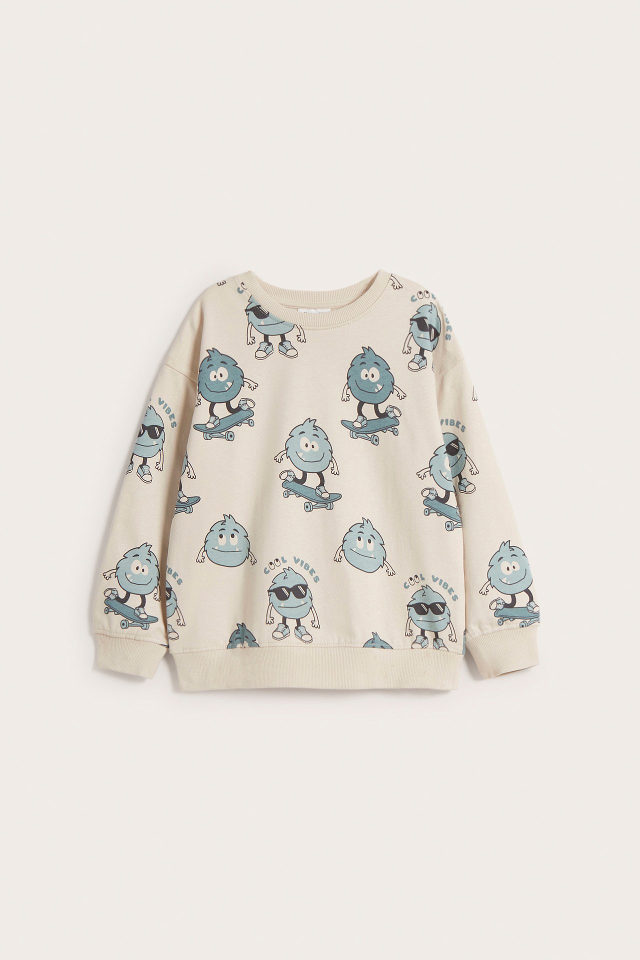Mönstrad sweatshirt - Beige - 5