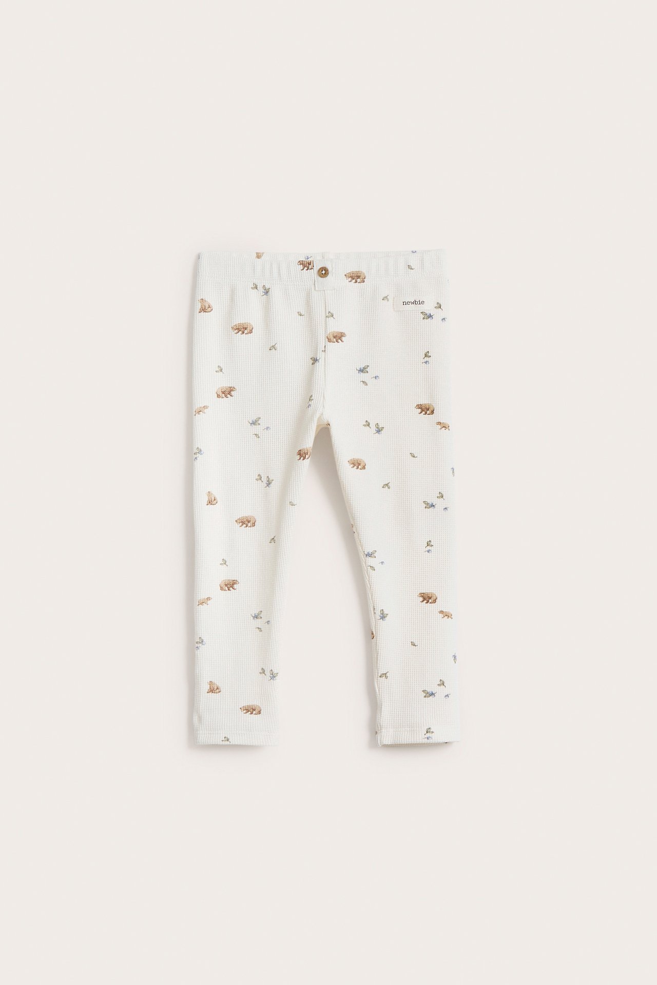 Legginsy o strukturze wafla - Offwhite - 2