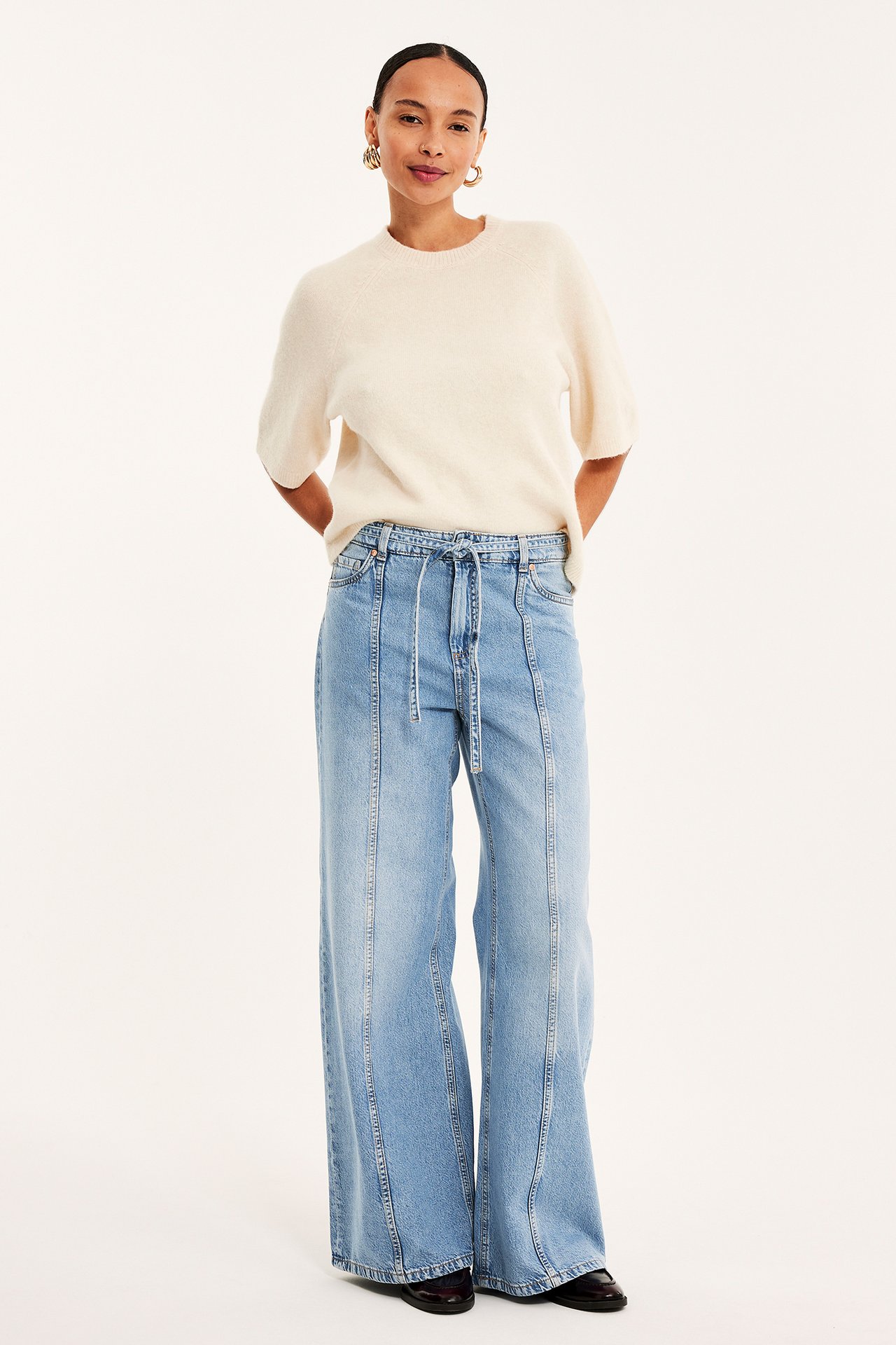 Wide jeans high waist - Vaalea denim - 5