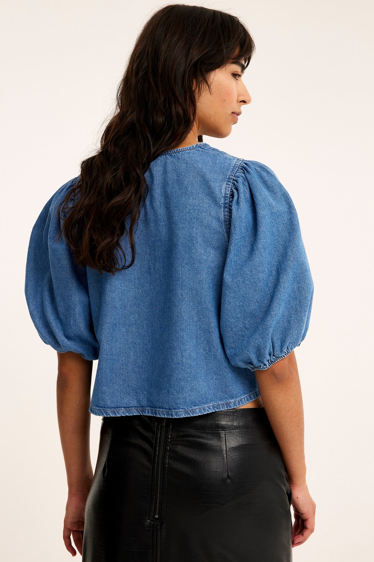 Blus med knytning - Denim - 180cm / Storlek: M - 7