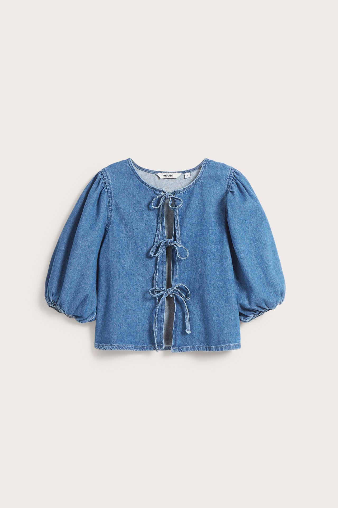 Blus med knytning - Denim - 2