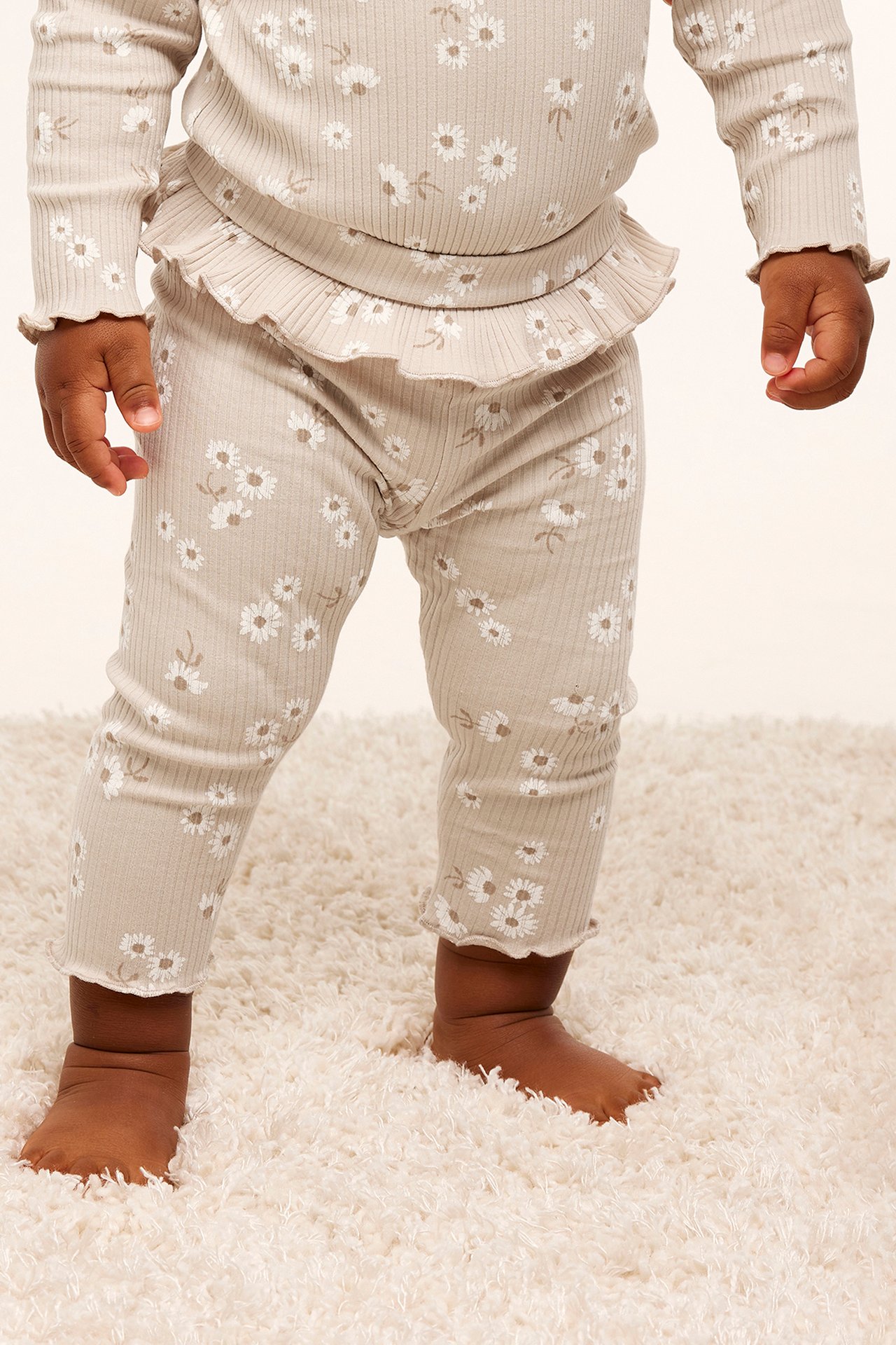 Ribbade leggings - Beige - 2