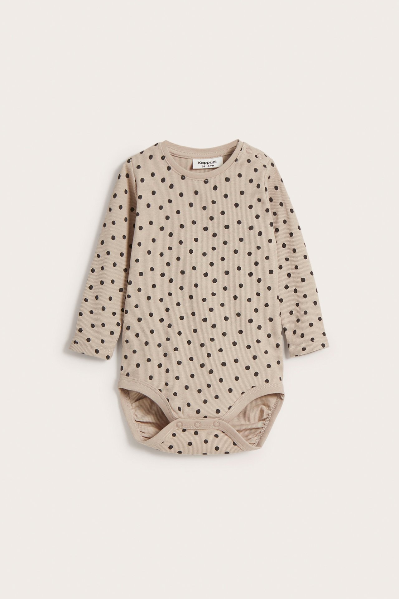 Ribbad långärmad body - Beige - 4