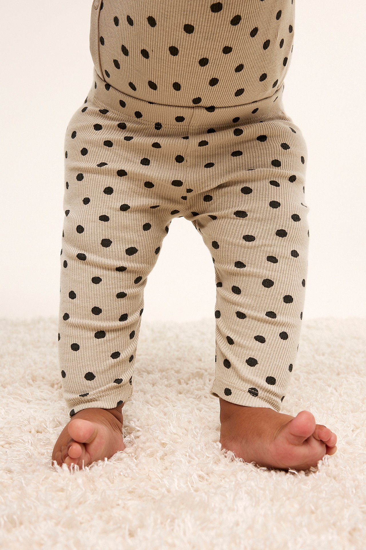 Ribatut leggingsit - Beige - 2