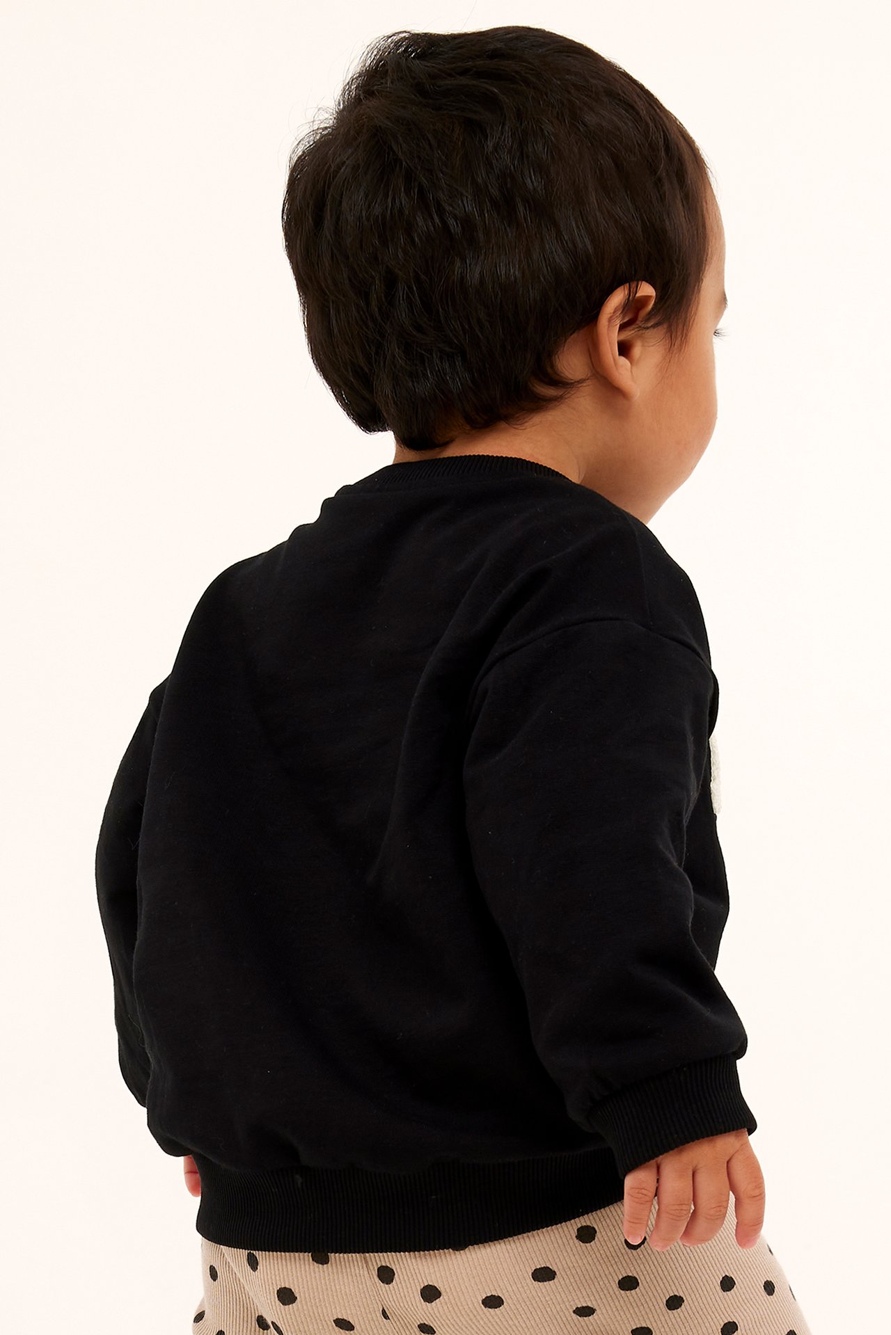 Sweatshirt med applikation - Svart - 3