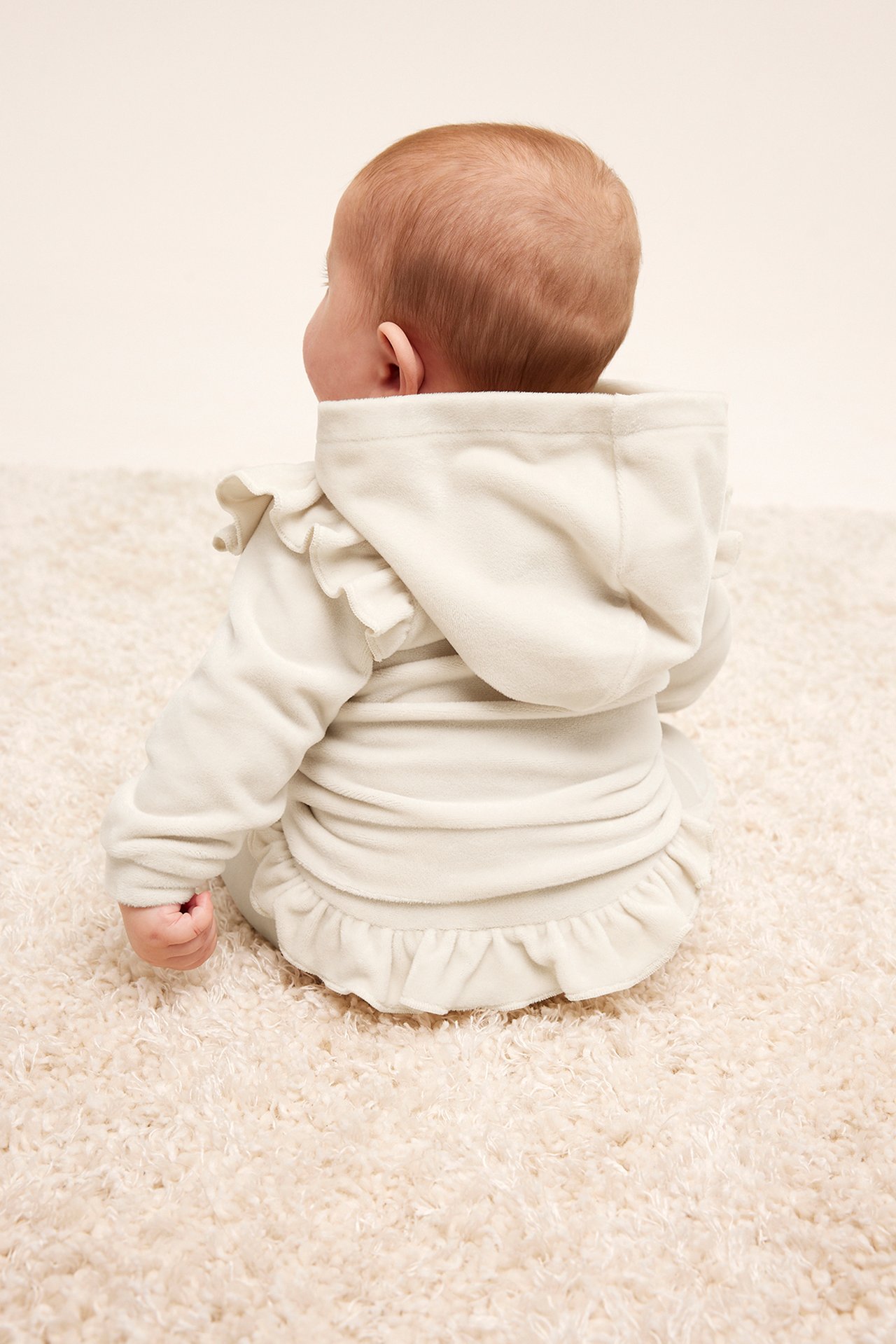 Hettegenser i velur til baby - Lys beige - 2
