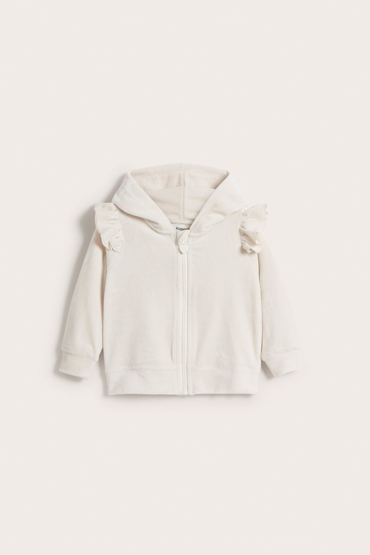 Hoodie i velour baby - Ljusbeige - 2