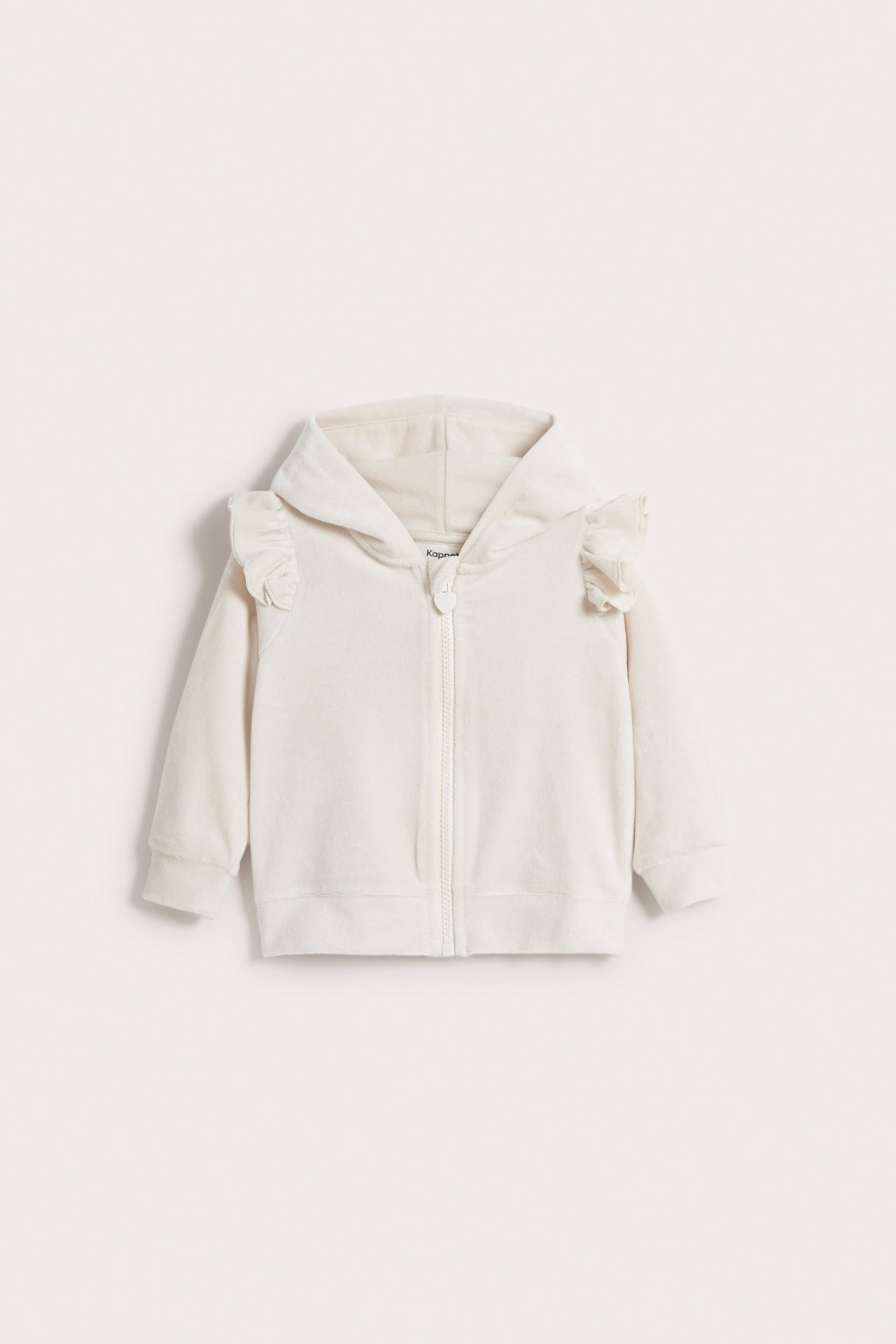 Hettegenser i velur til baby - Lys beige - 4