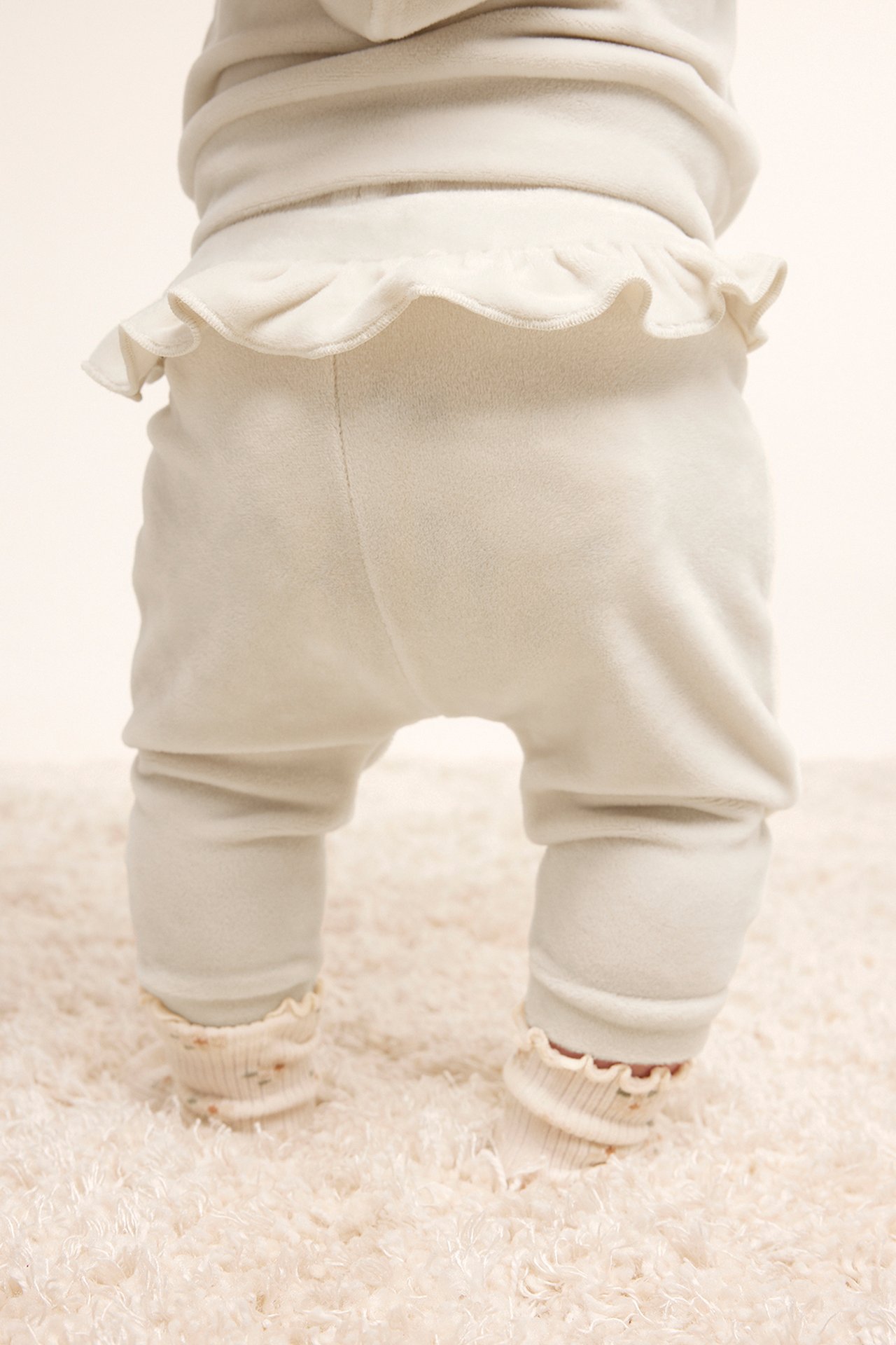 Kosebukse i velur baby - Lys beige - 1