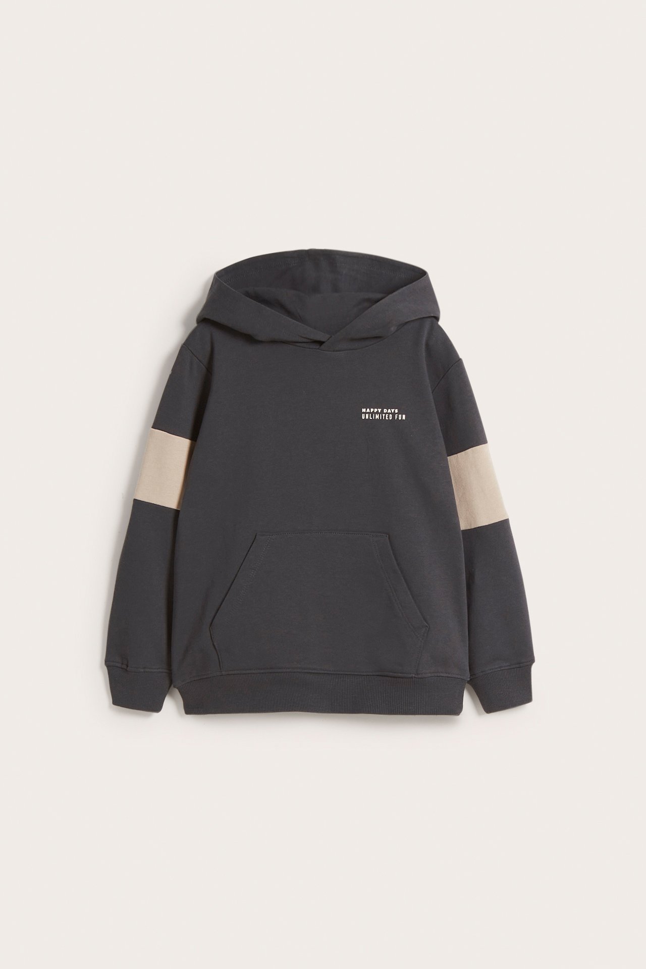 Blockfärgad hoodie - Svart - 6