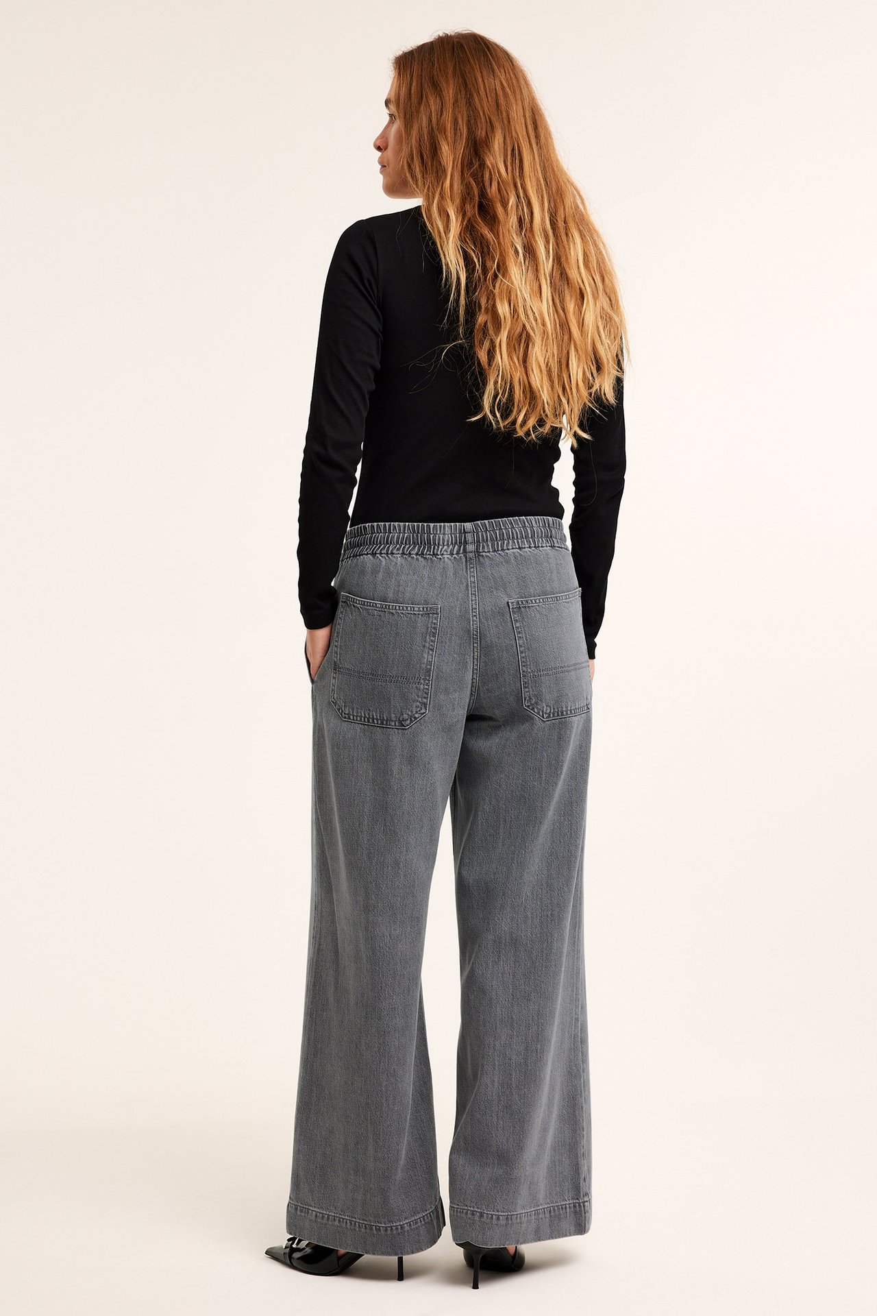 Wide jeans high waist - Silvergrå - 179cm / Storlek: 38 - 5