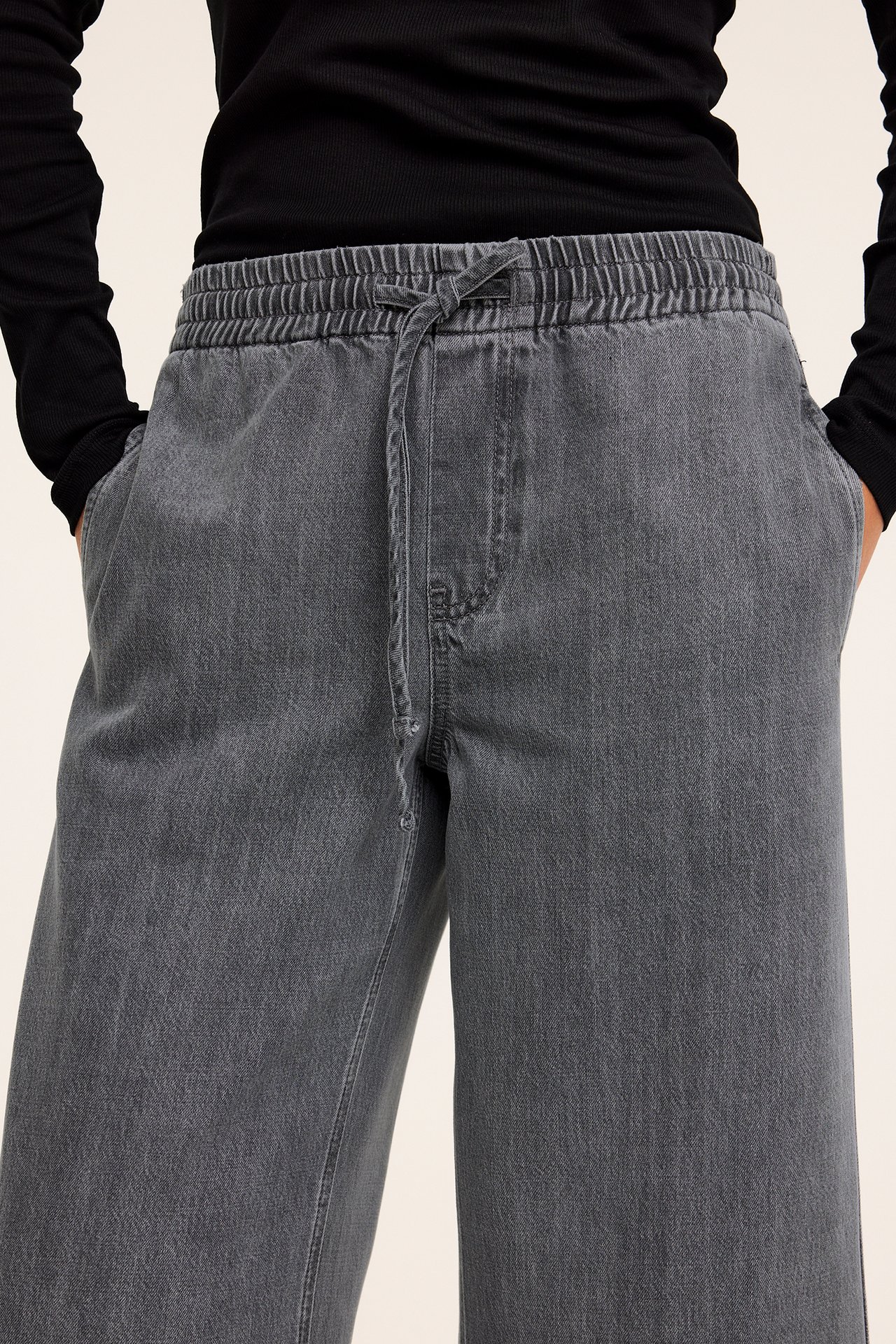 Wide jeans high waist - Silvergrå - 179cm / Storlek: 38 - 4