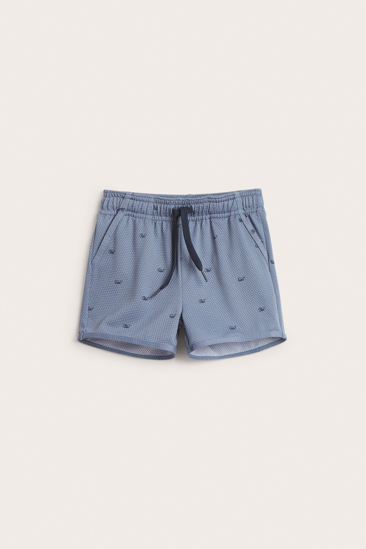 Badshorts med små fiskar - Blå - 1