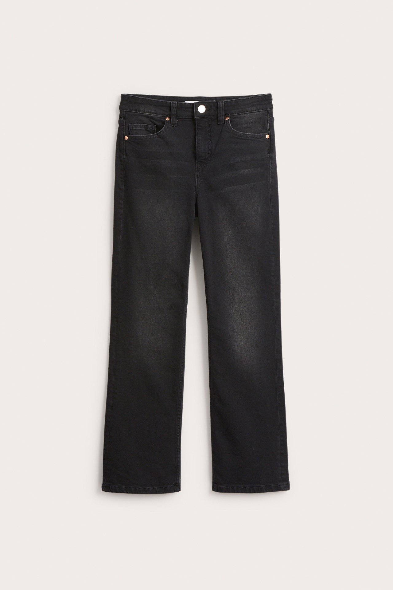 Cropped flare jeans regular waist - Tvättad svart denim - 3