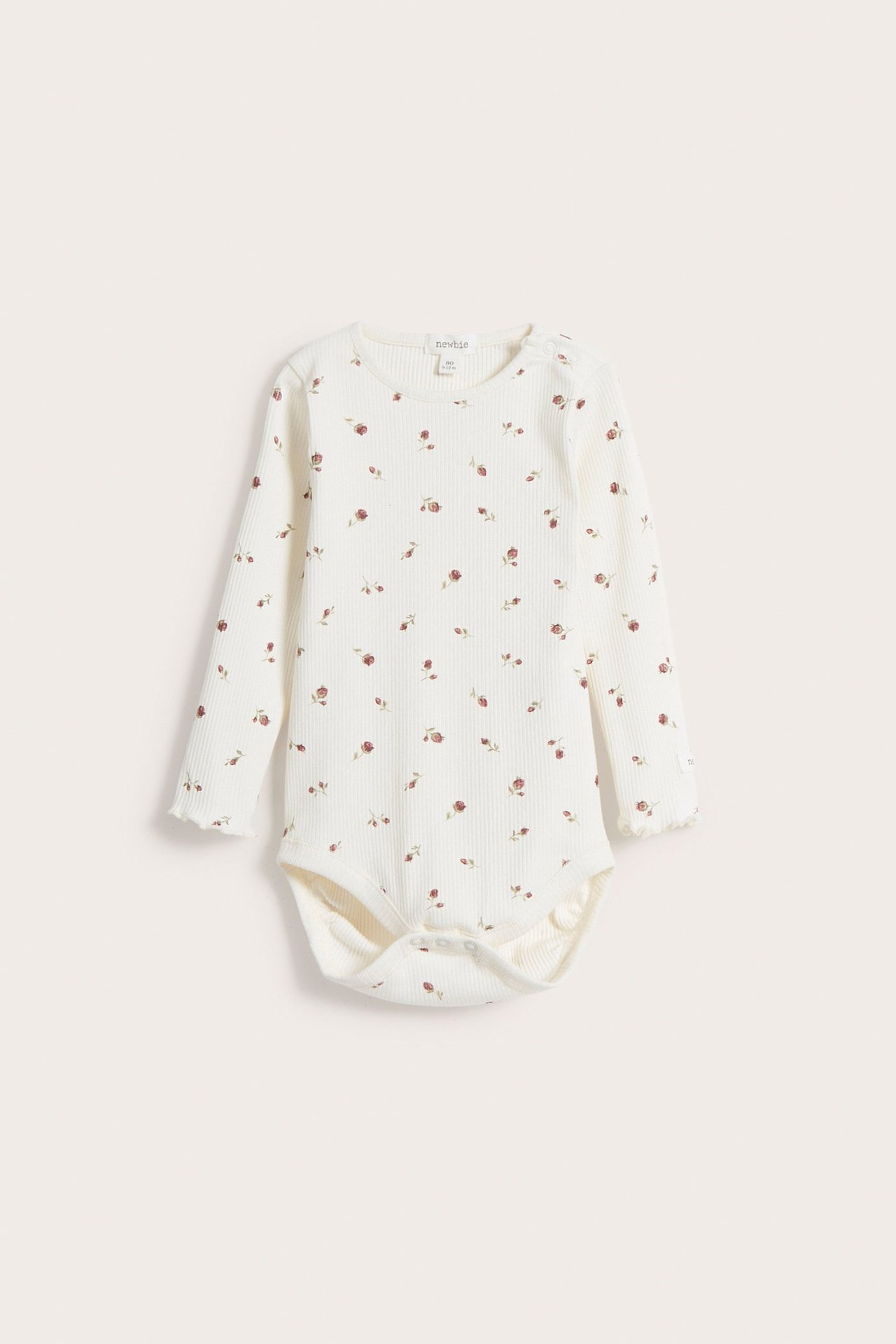 Blommig ribbad body baby - Offwhite - 2