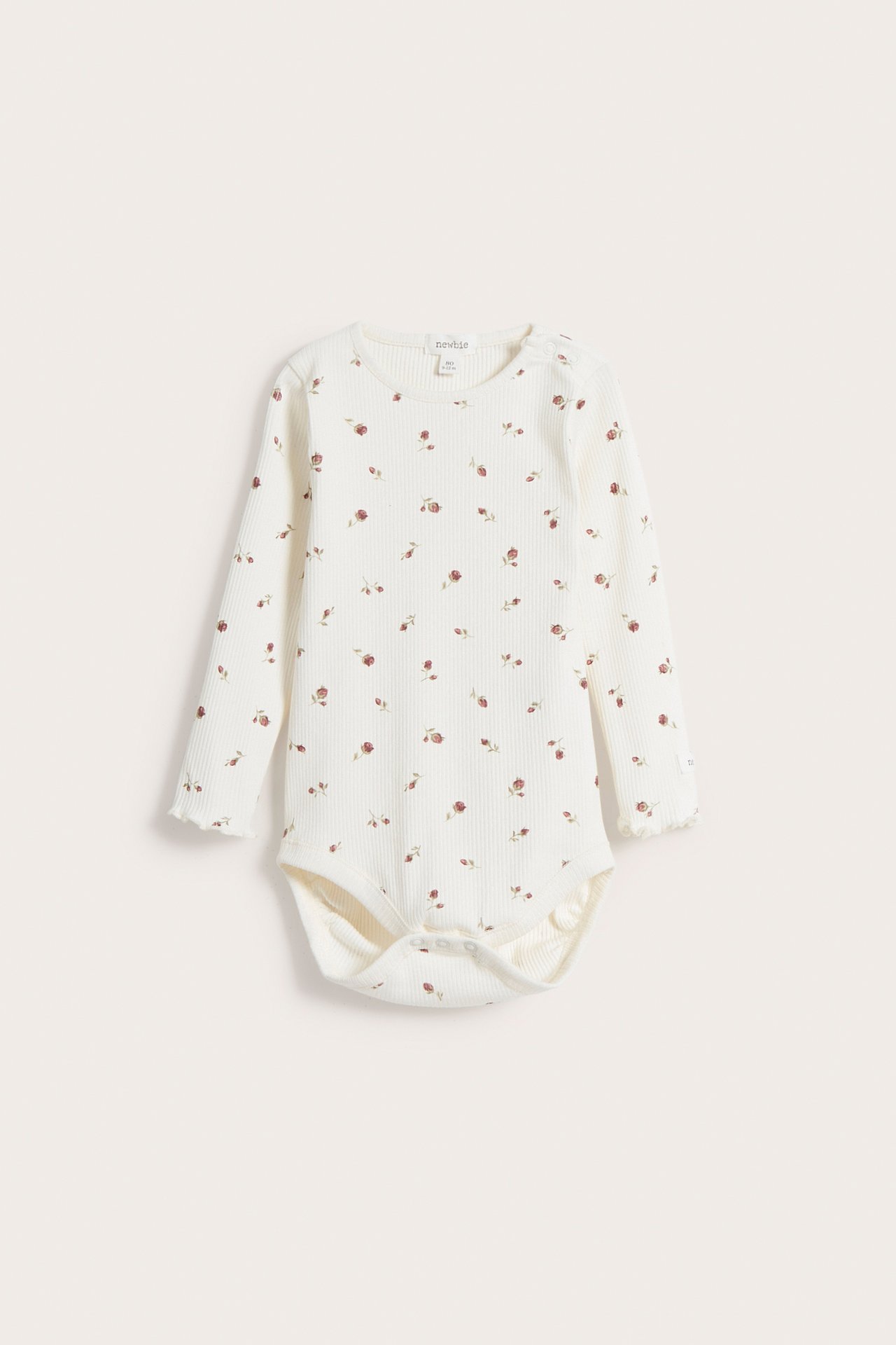 Blommig ribbad body baby - Offwhite - 2