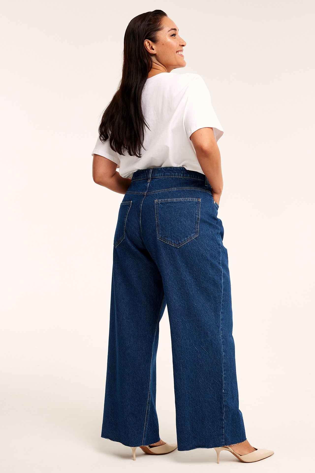 Wide leg jeans mid waist - Mörk denim - 173cm / Storlek: 50 - 4