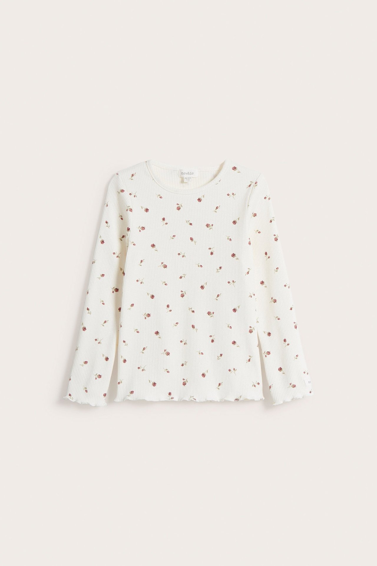 Prążkowany top w kwiaty - Offwhite - 4