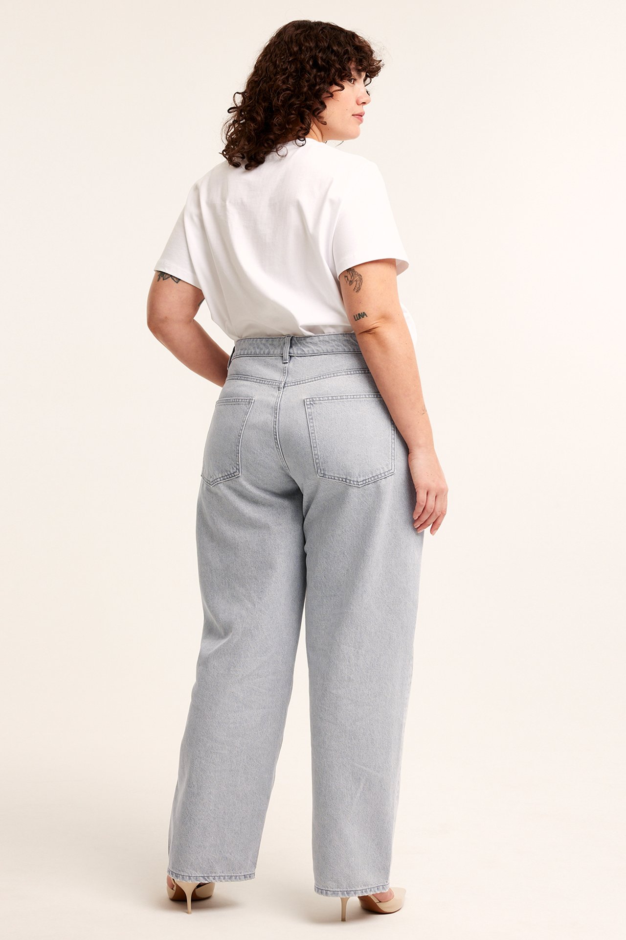 Straight jeans High waist - Hopeanharmaa - 177cm / Storlek: XL - 6