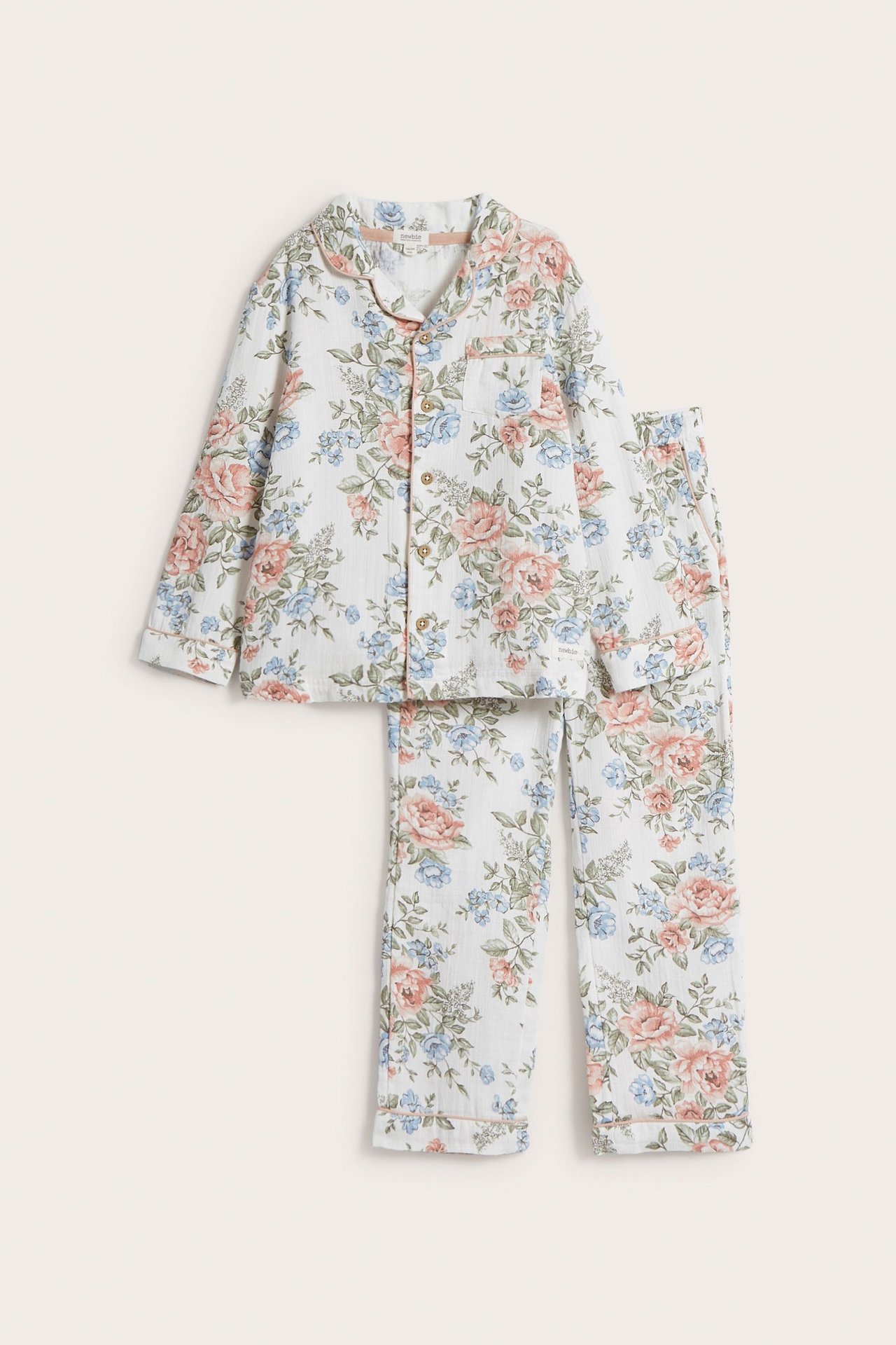 Blomstrete pyjamas - Offwhite - 1