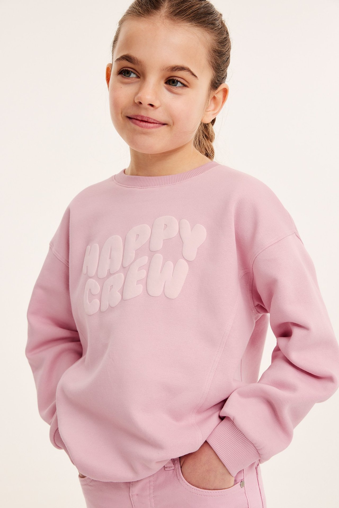 Sweatshirt med trykk - Rosa - 1