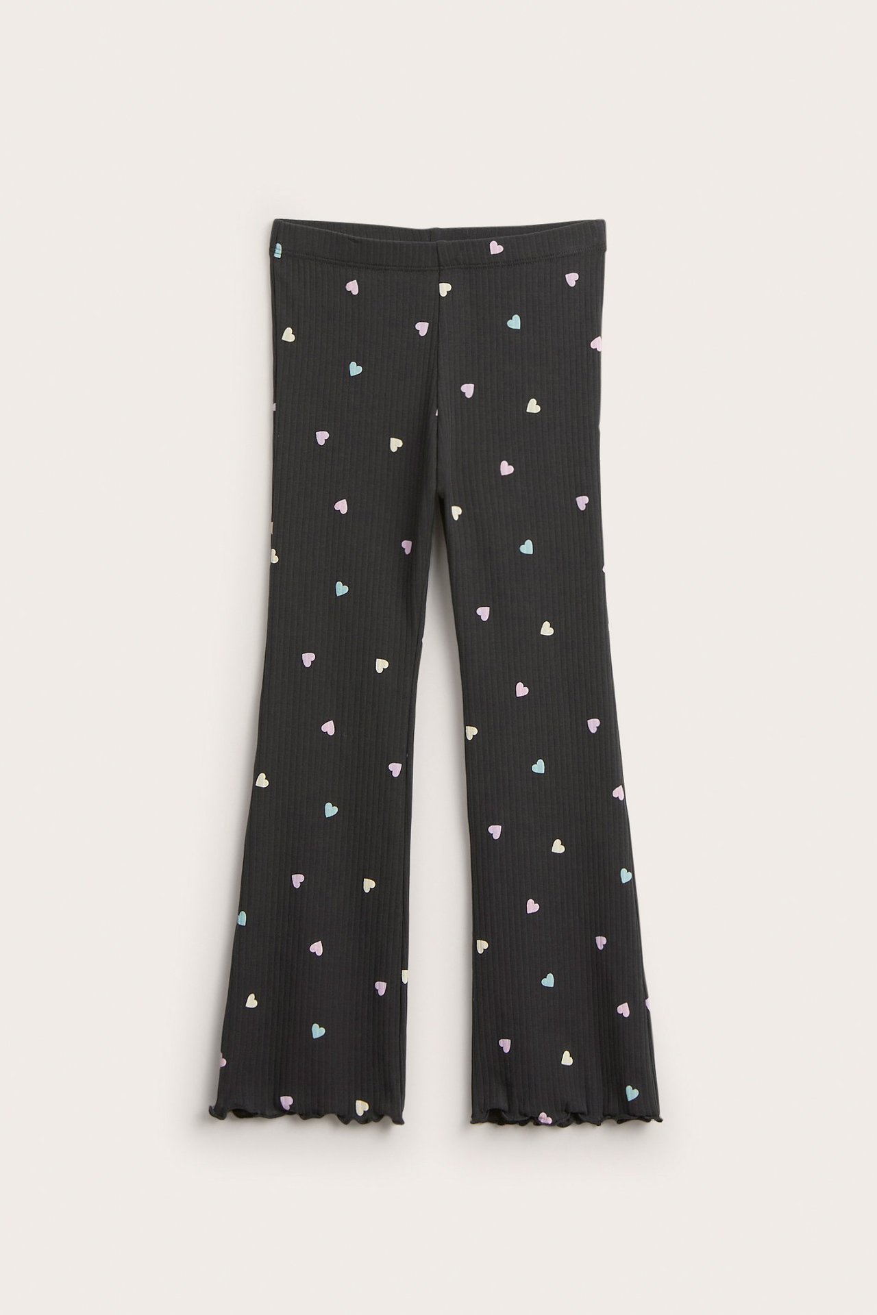 Ribbestrikket utsvingt leggings - Svart - 2