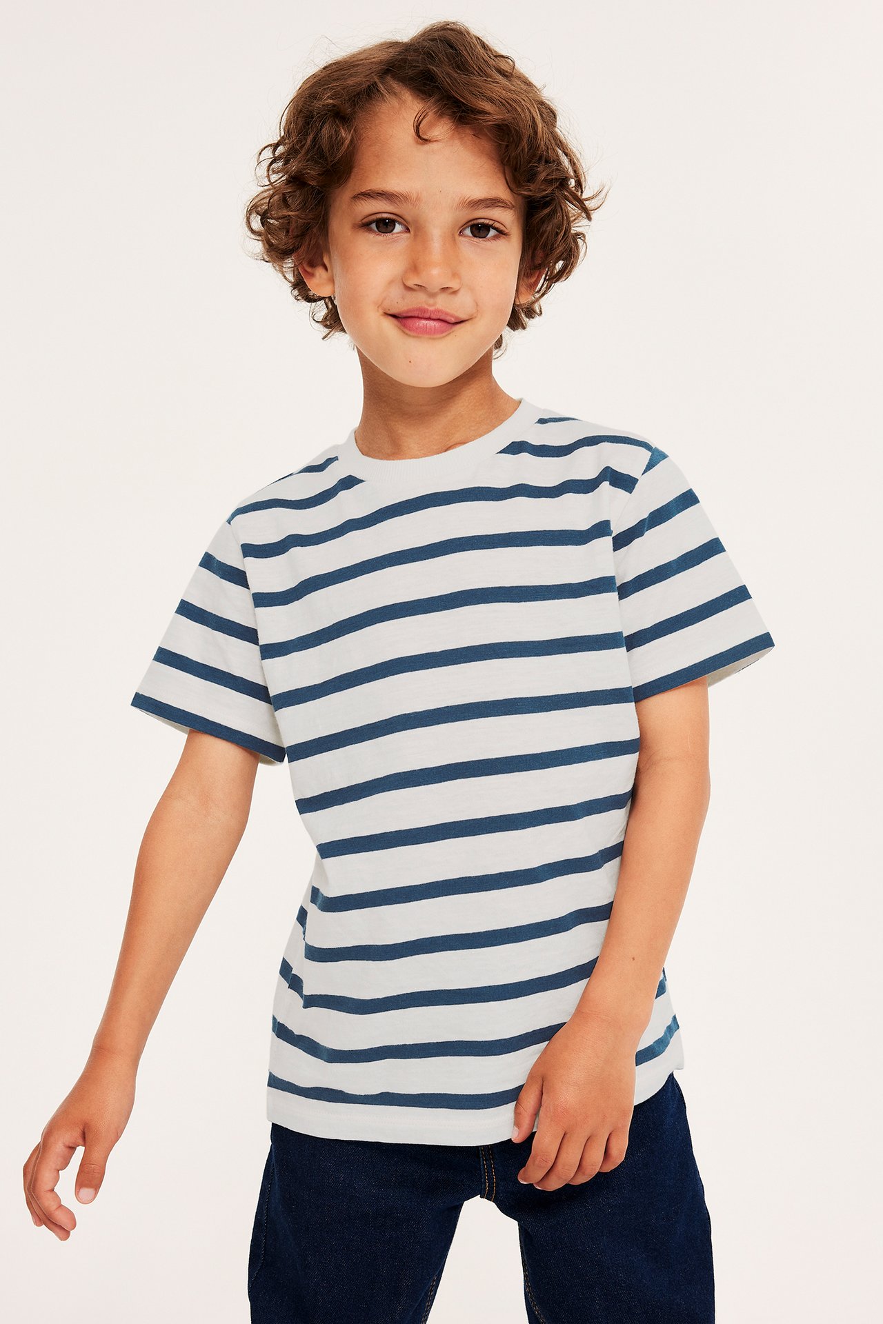 T-shirt w paski - Ciemnoniebieski - 2