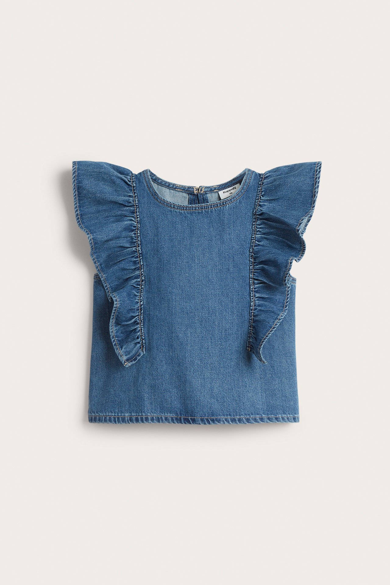 Volangblus i denim - Ljus denim - 3