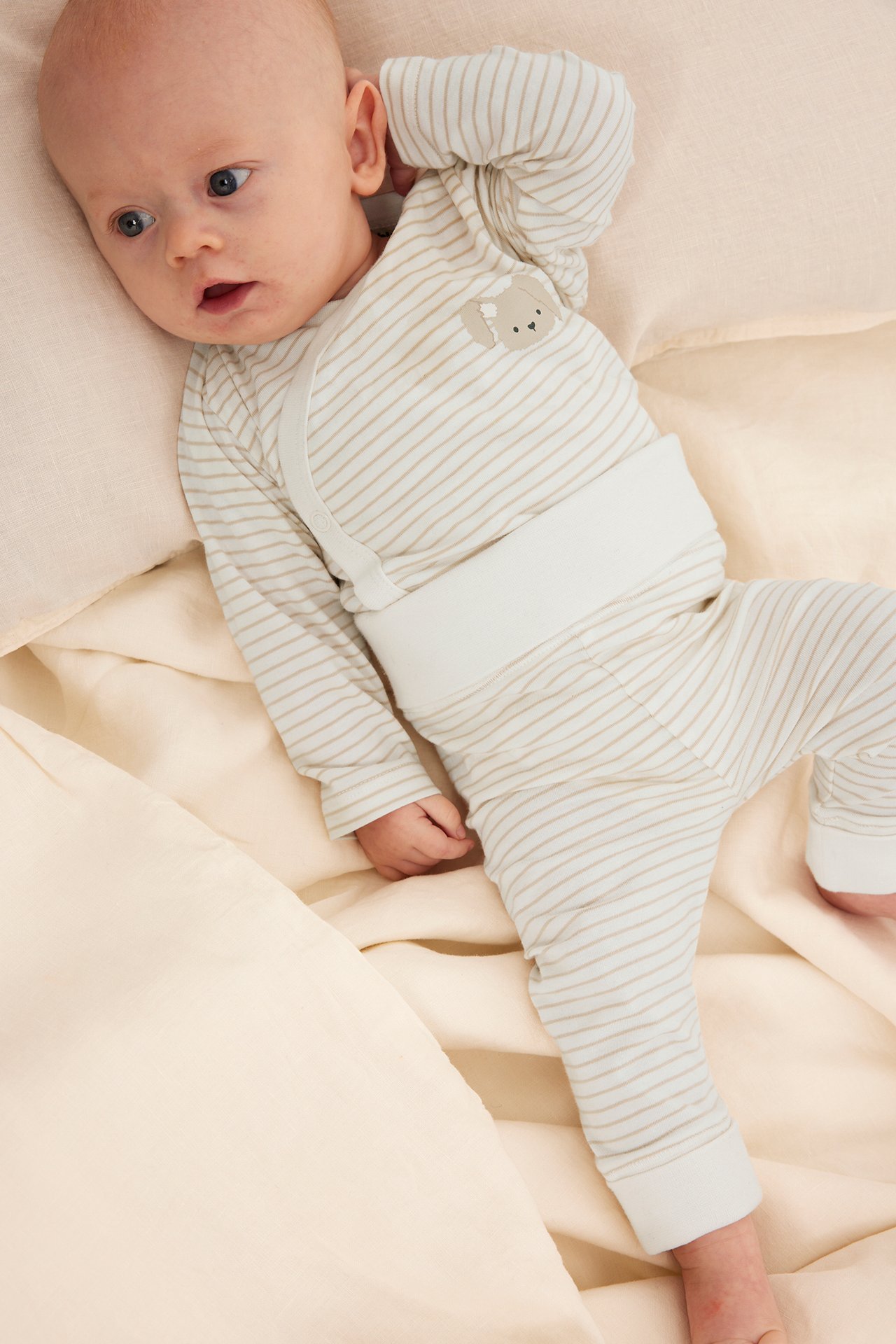 Randigt baby set - Offwhite - 1