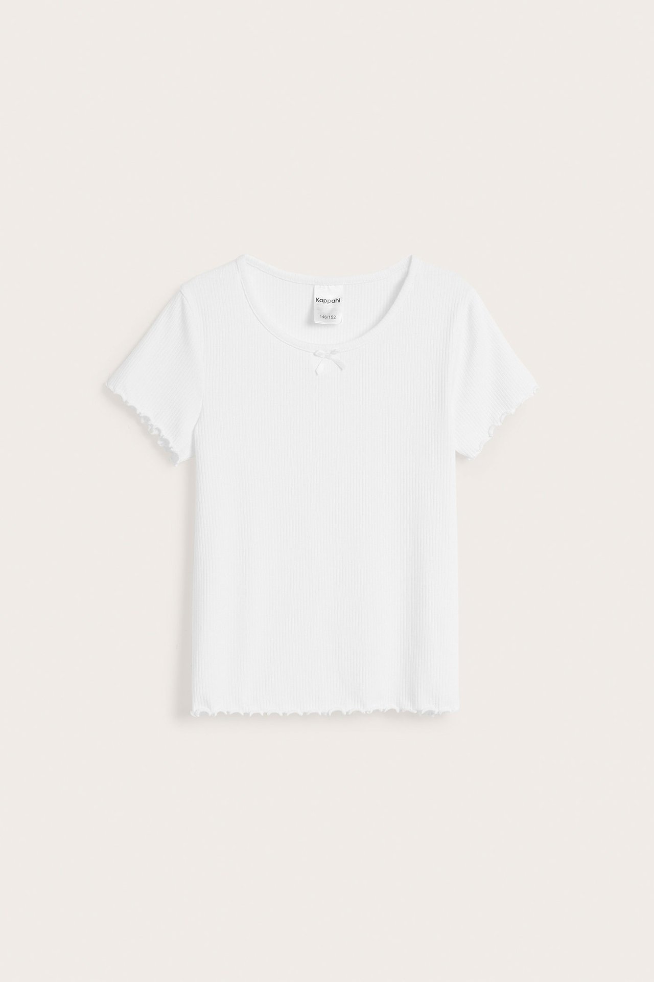 Ribbestrikket pyjamastopp - Offwhite - 1