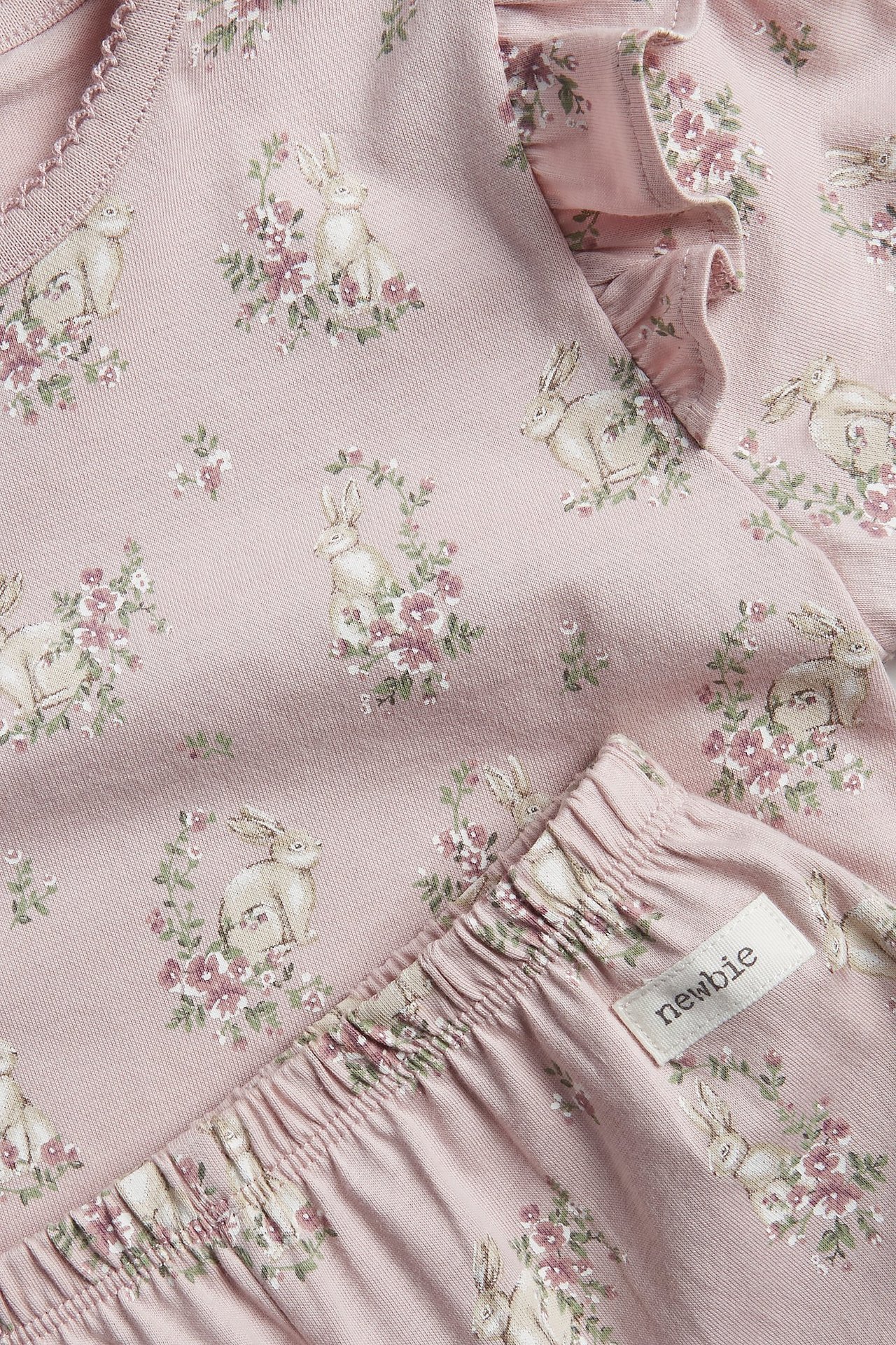 Blomstret pyjamas med volang - Rosa - 2