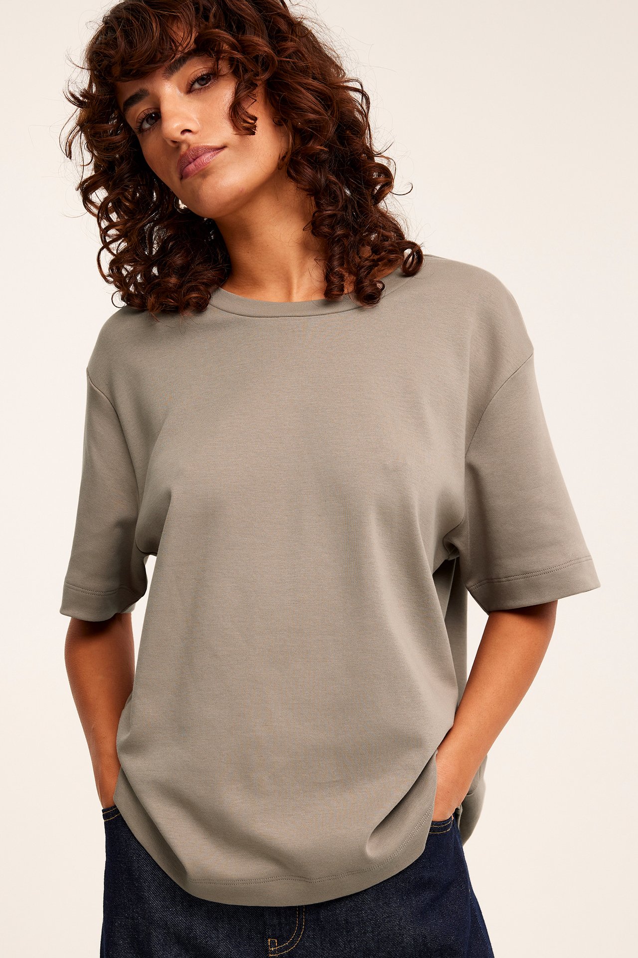 Oversized t-shirt - Mörkbeige - 3