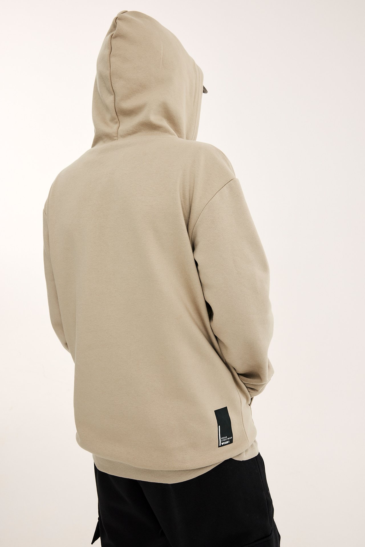 Hoodie med half-zip - Beige - 7