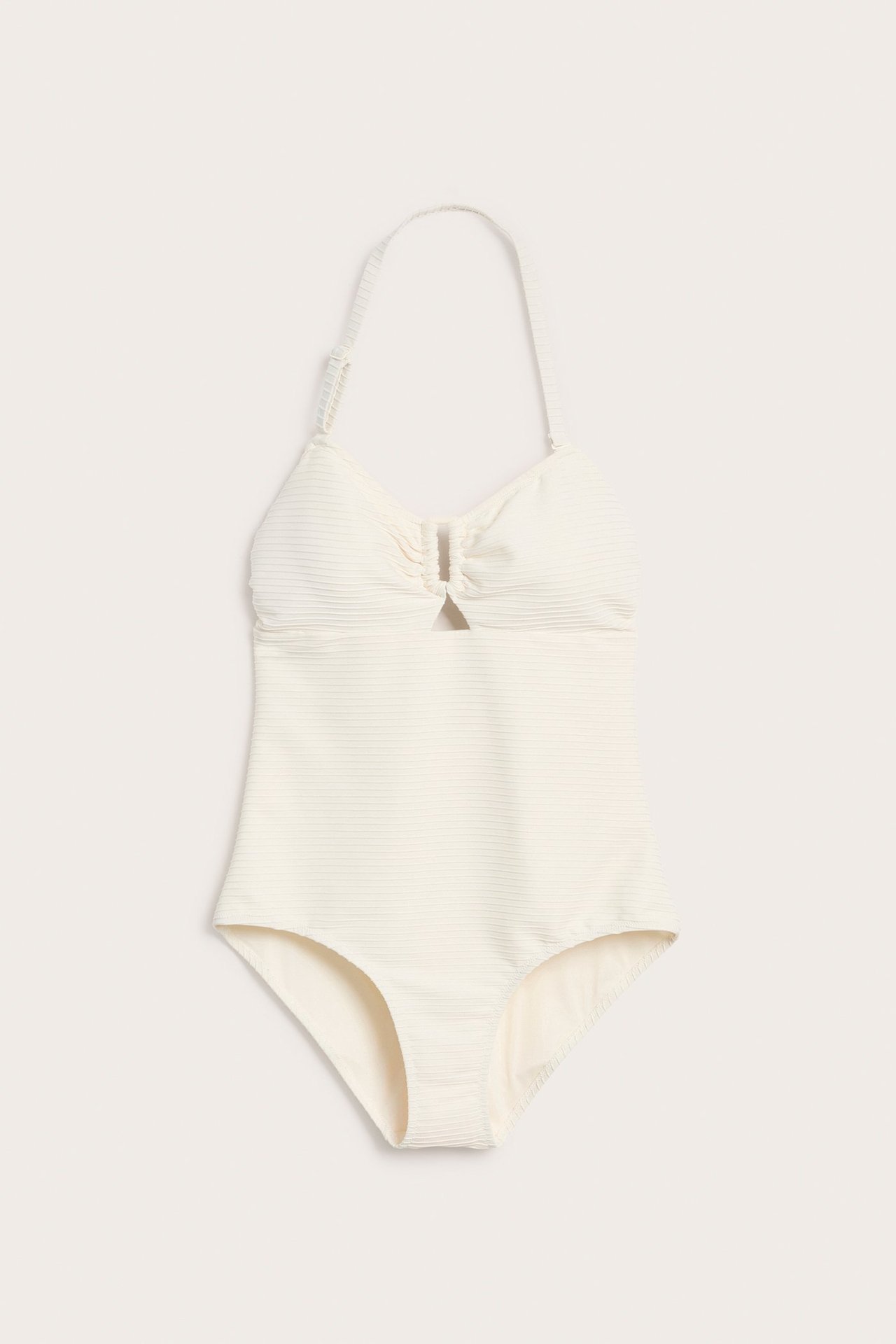 Bandeau baddräkt med struktur - Offwhite - 2