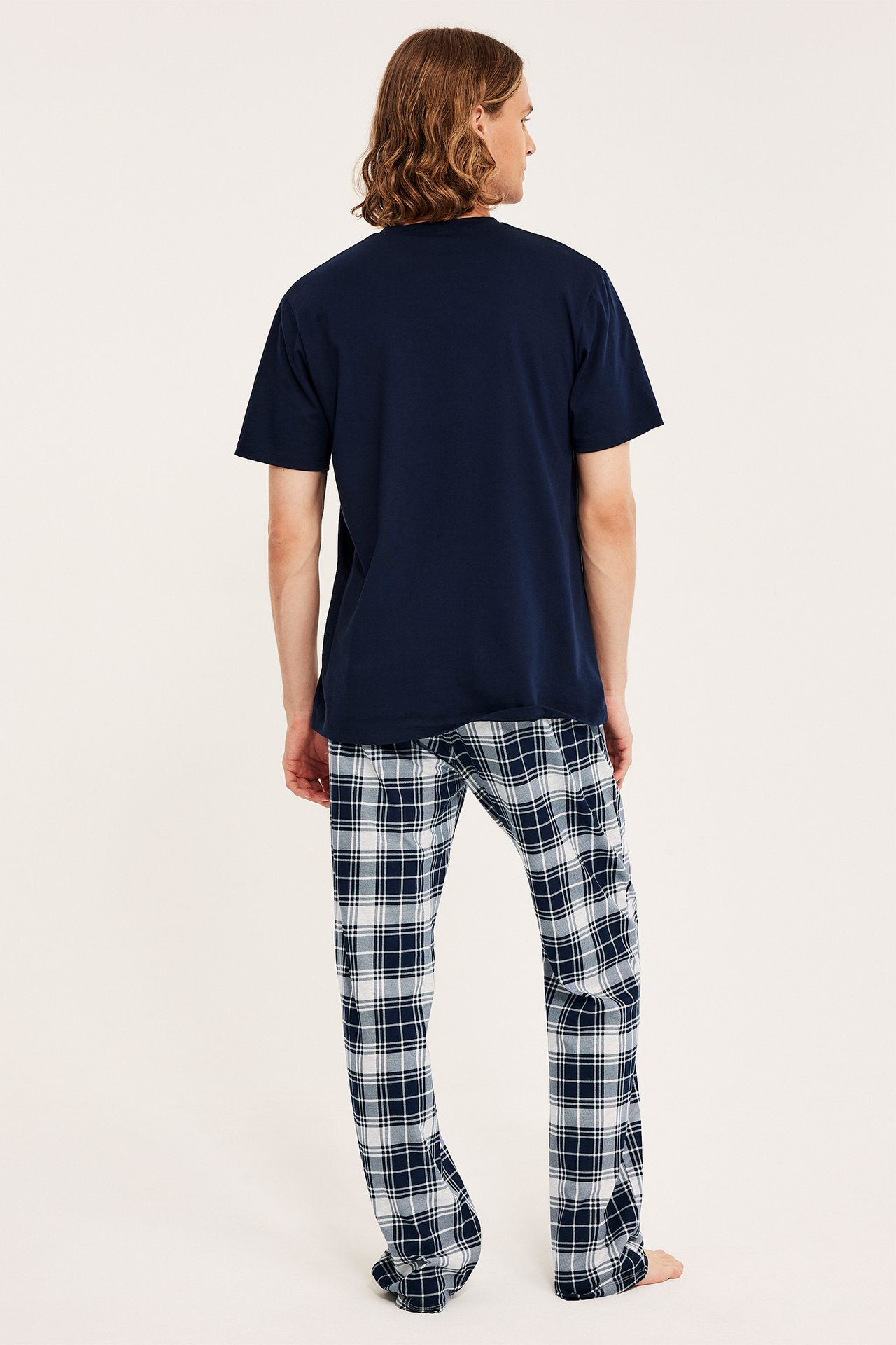 Rutig pyjamasbyxa - Mörkblå - 5