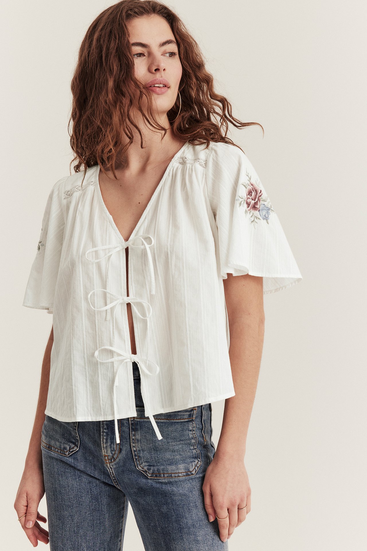 Bluse med knyting Newbie Woman - Offwhite - 174cm / Storlek: S - 1