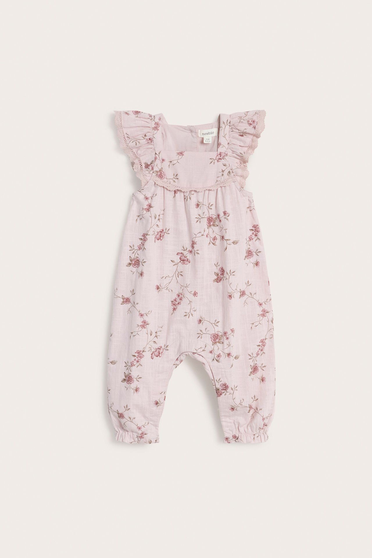 Blommig jumpsuit med volang - Rosa - 2