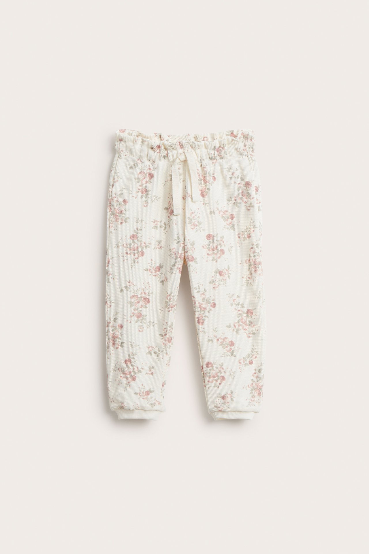 Blommiga mjukisbyxor - Offwhite - 2