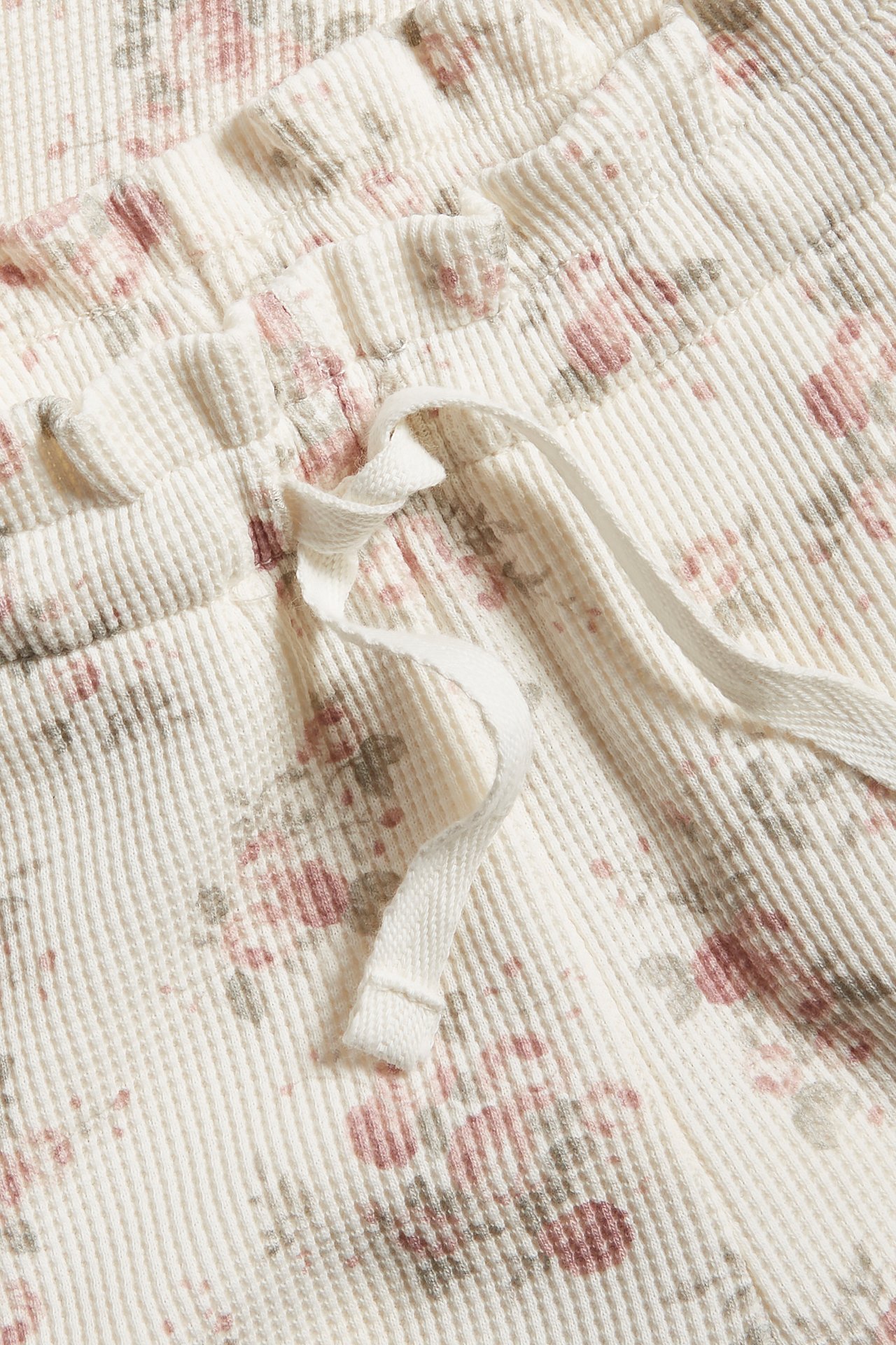 Spodnie w kwiaty, o strukturze wafla - Offwhite - 4
