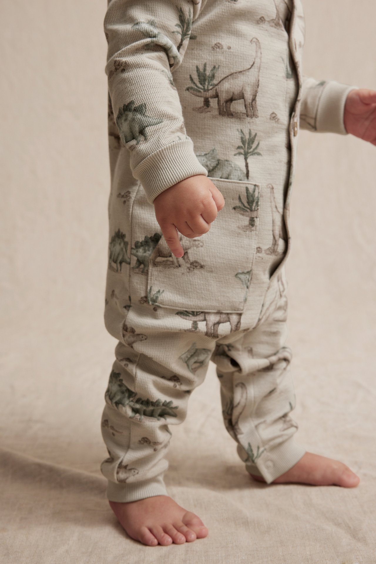 Jumpsuit med dinosaurier - Beige - 4