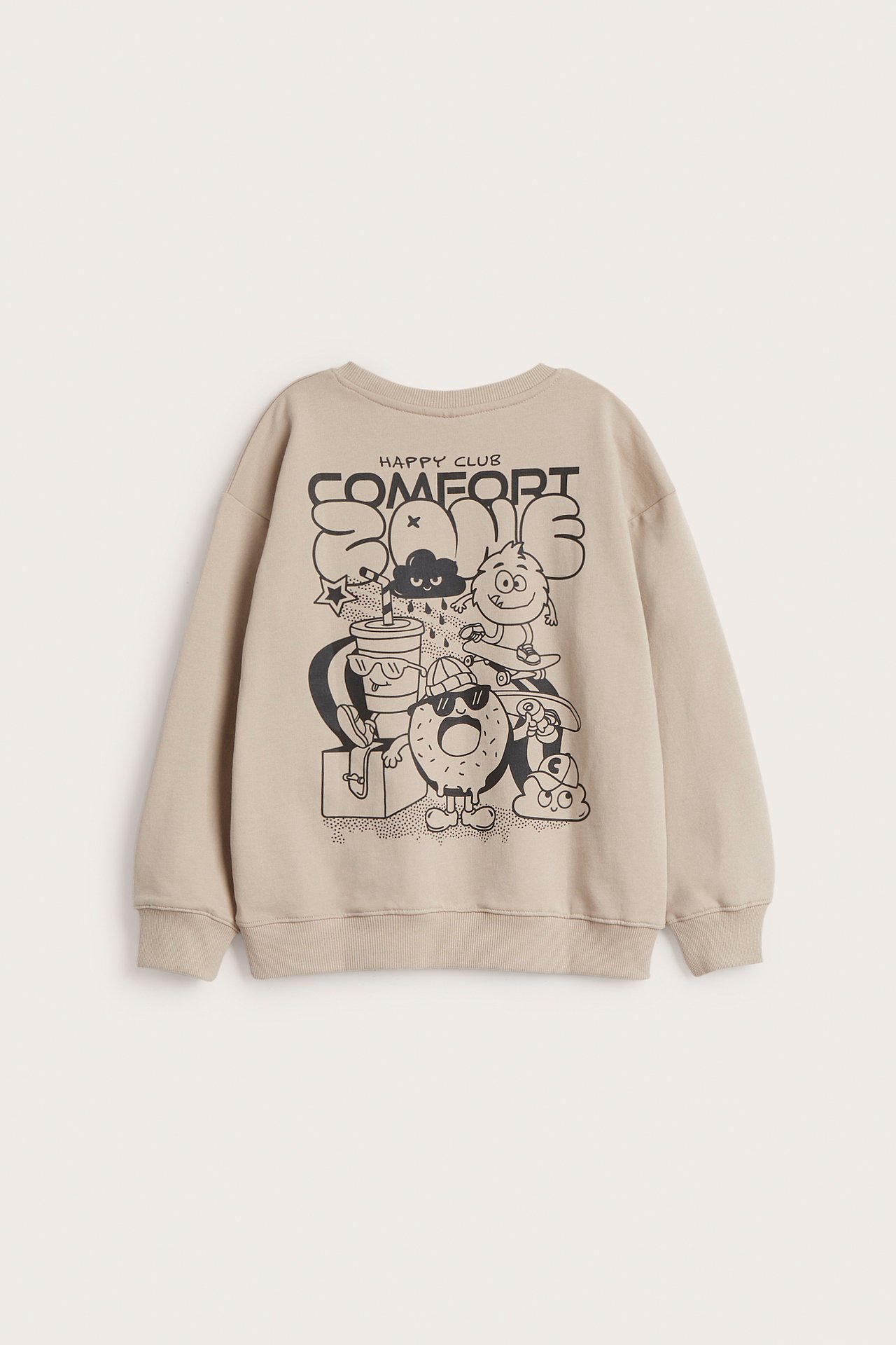 Sweatshirt med tryck - Beige - 4