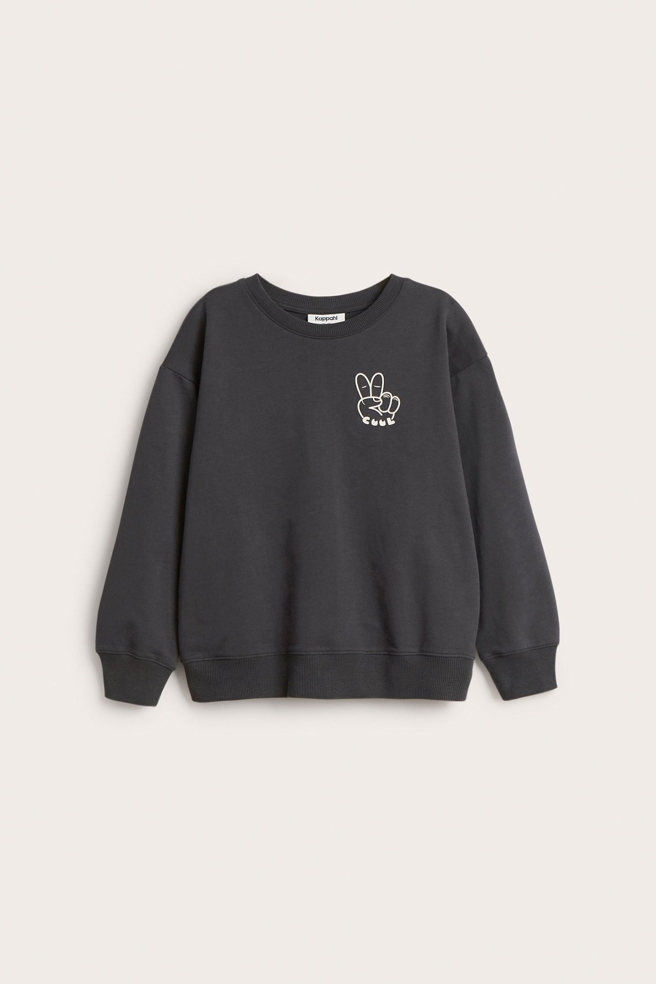 Sweatshirt med tryck - Svart - 2