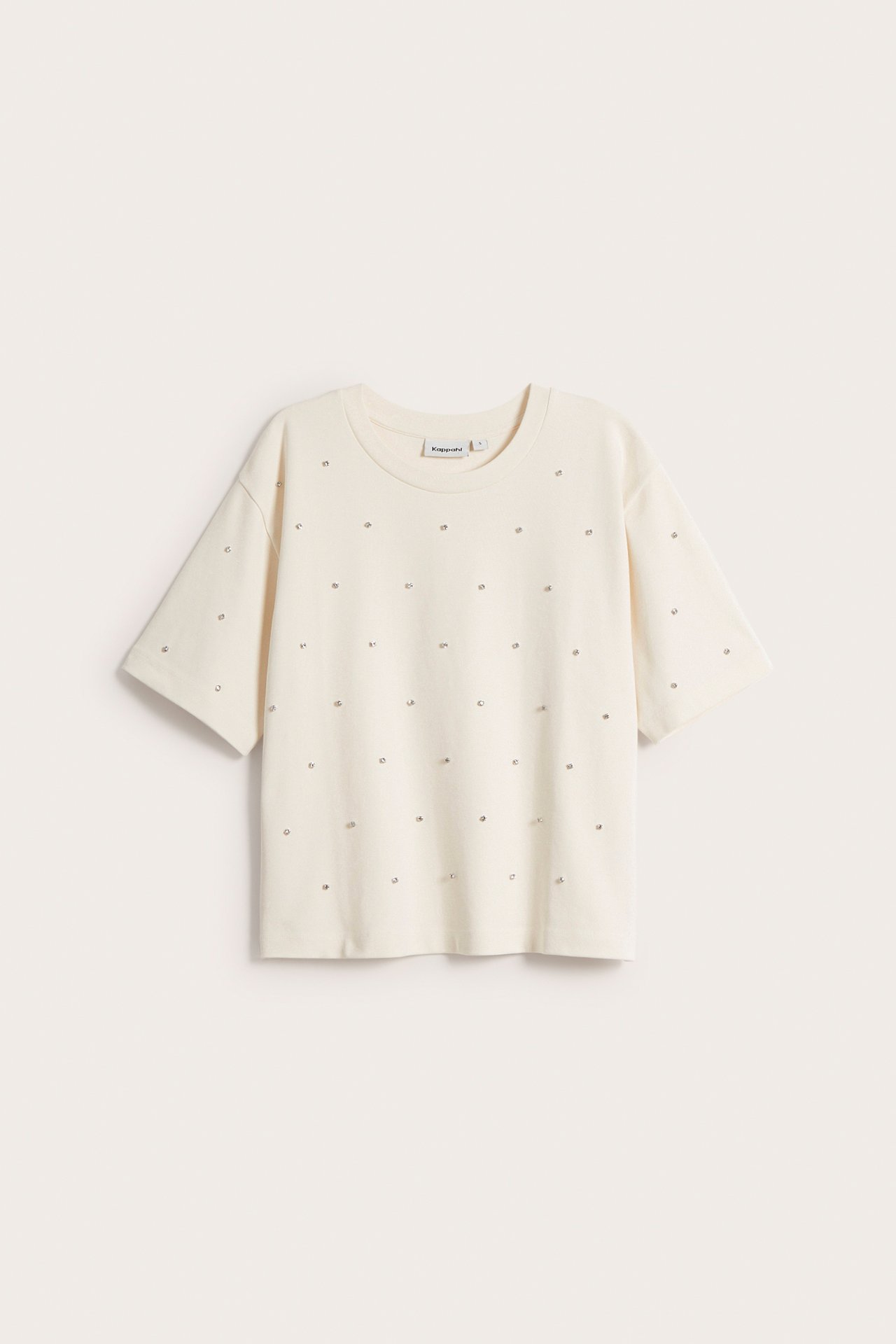 T-shirt med strasstenar - Offwhite - 6