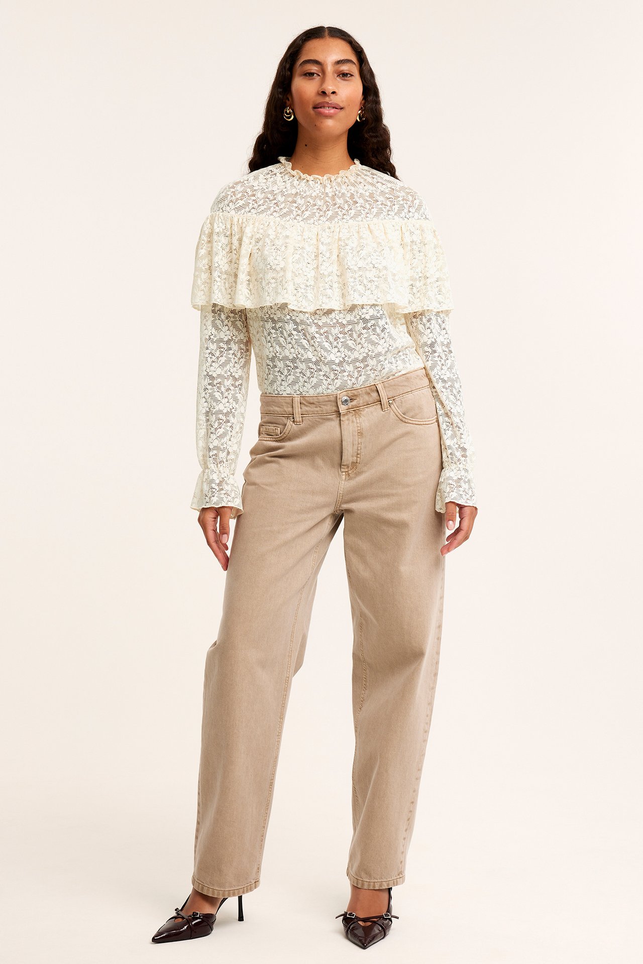 Blondetopp med volang - Offwhite - 3