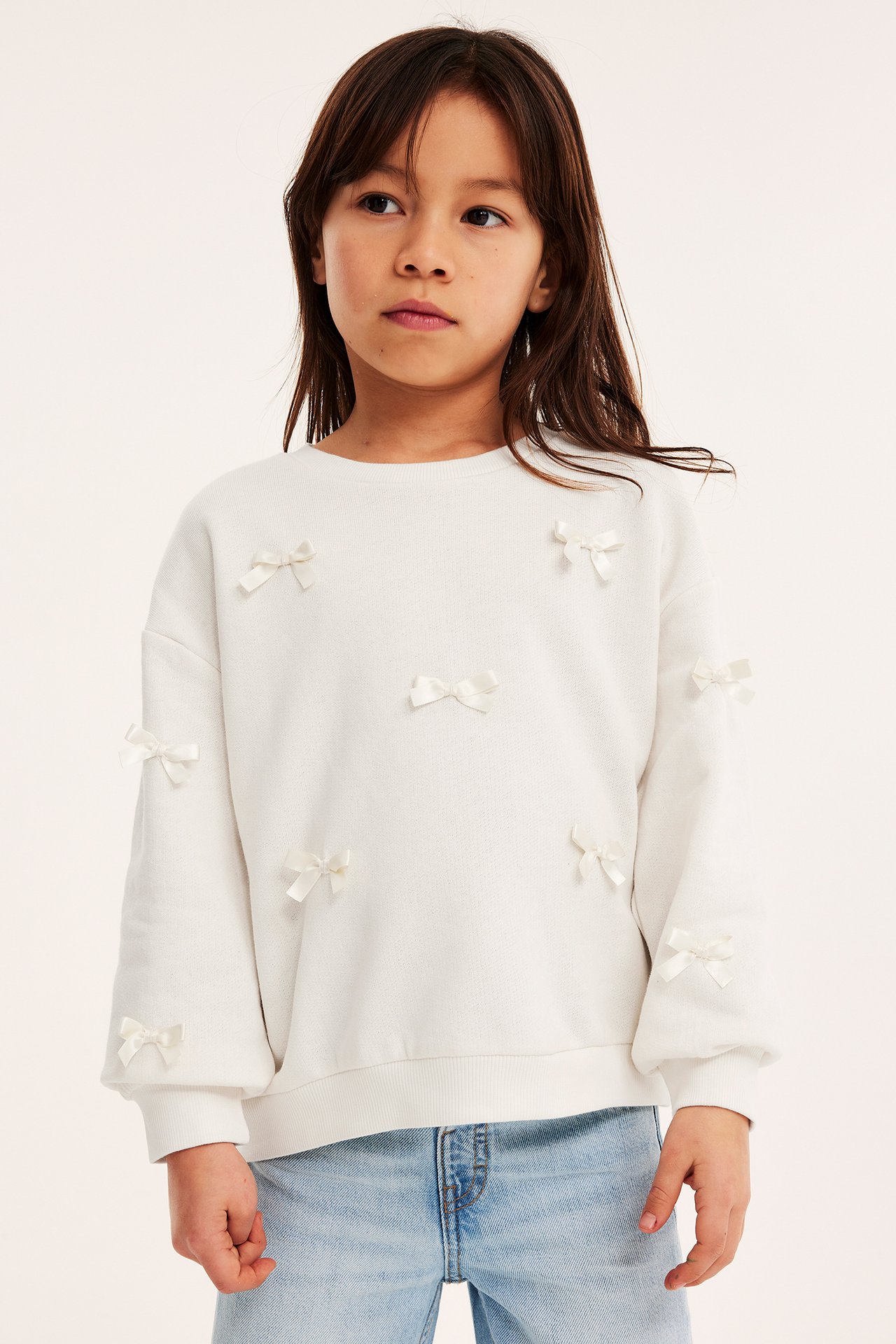 Sweatshirt med sløyfer - Offwhite - 3