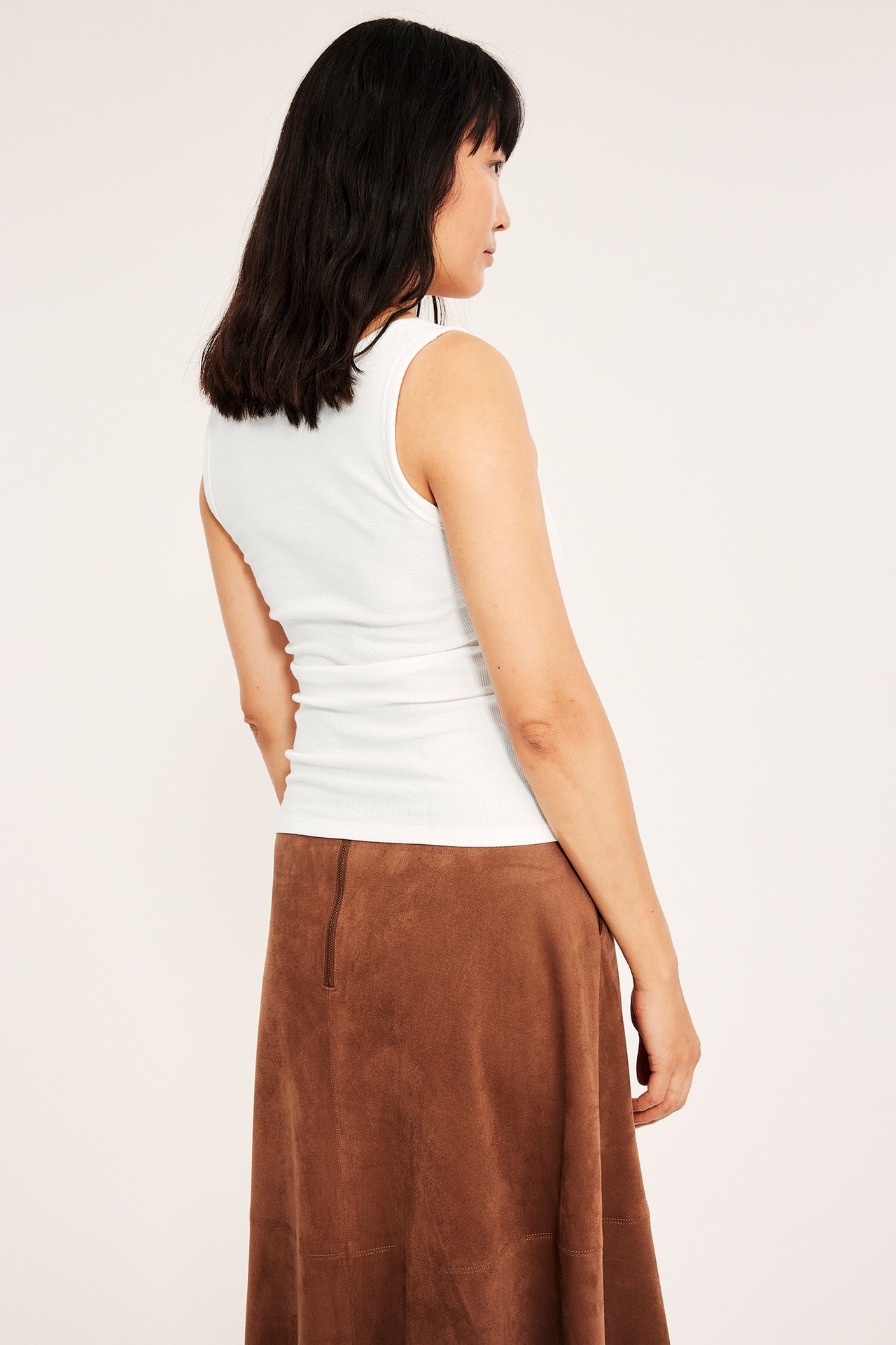 Prążkowana koszulka - Offwhite - 9